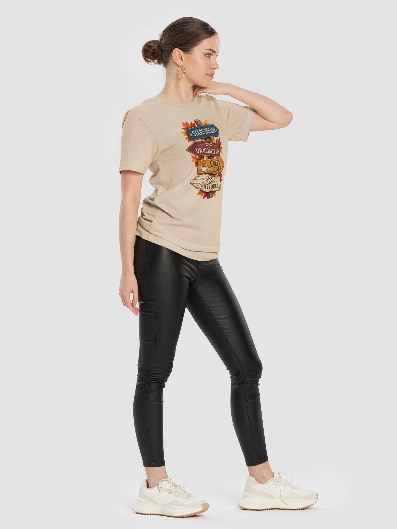 Stars Hollow Signpost T-Shirt | Cozy Fall Town Graphic Tee product image (29)