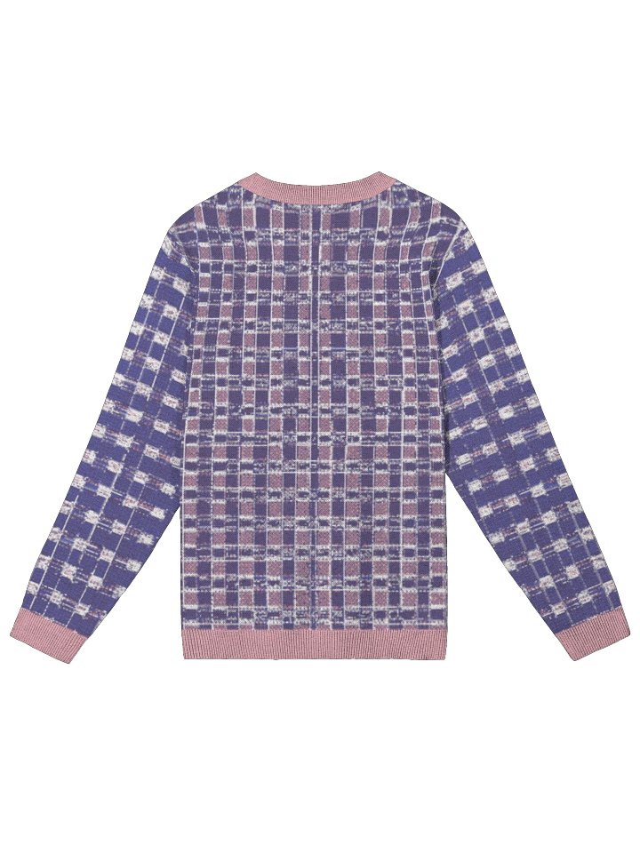 Abstract Plaid Crewneck Sweater – Lavender & Rose product image (2)