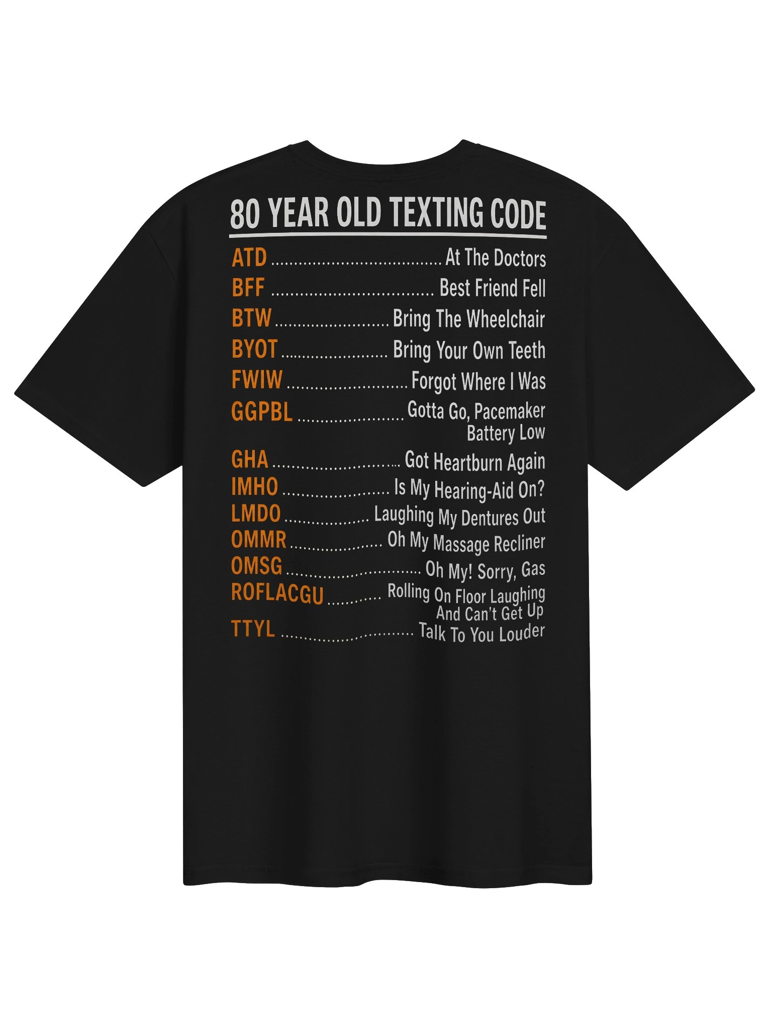 80 Year Old Texting Code – Funny Senior T-Shirt product image (1)