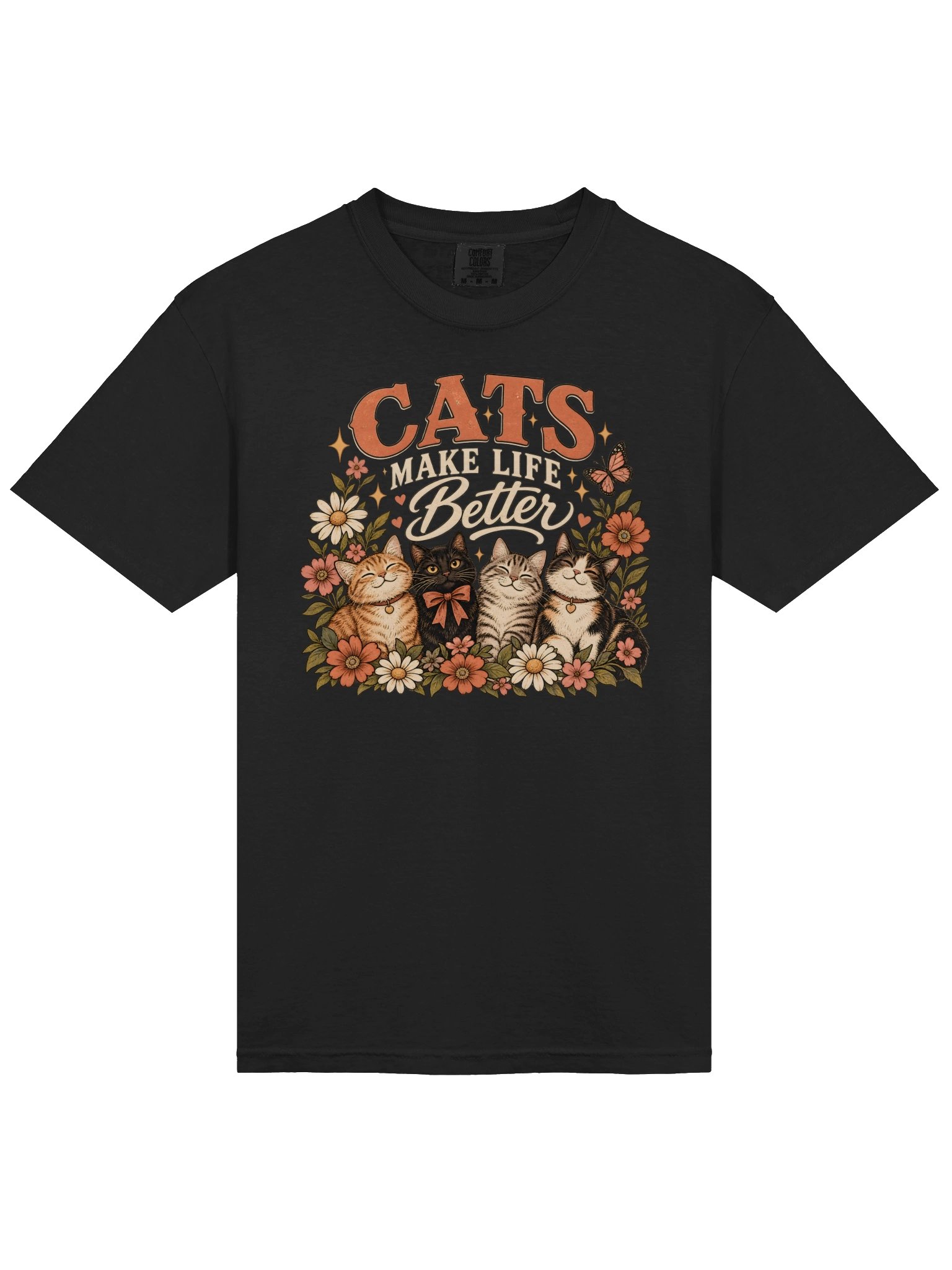 Cats Make Life Better T-Shirt | Vintage Floral Cat Lover Graphic Tee product image (9)