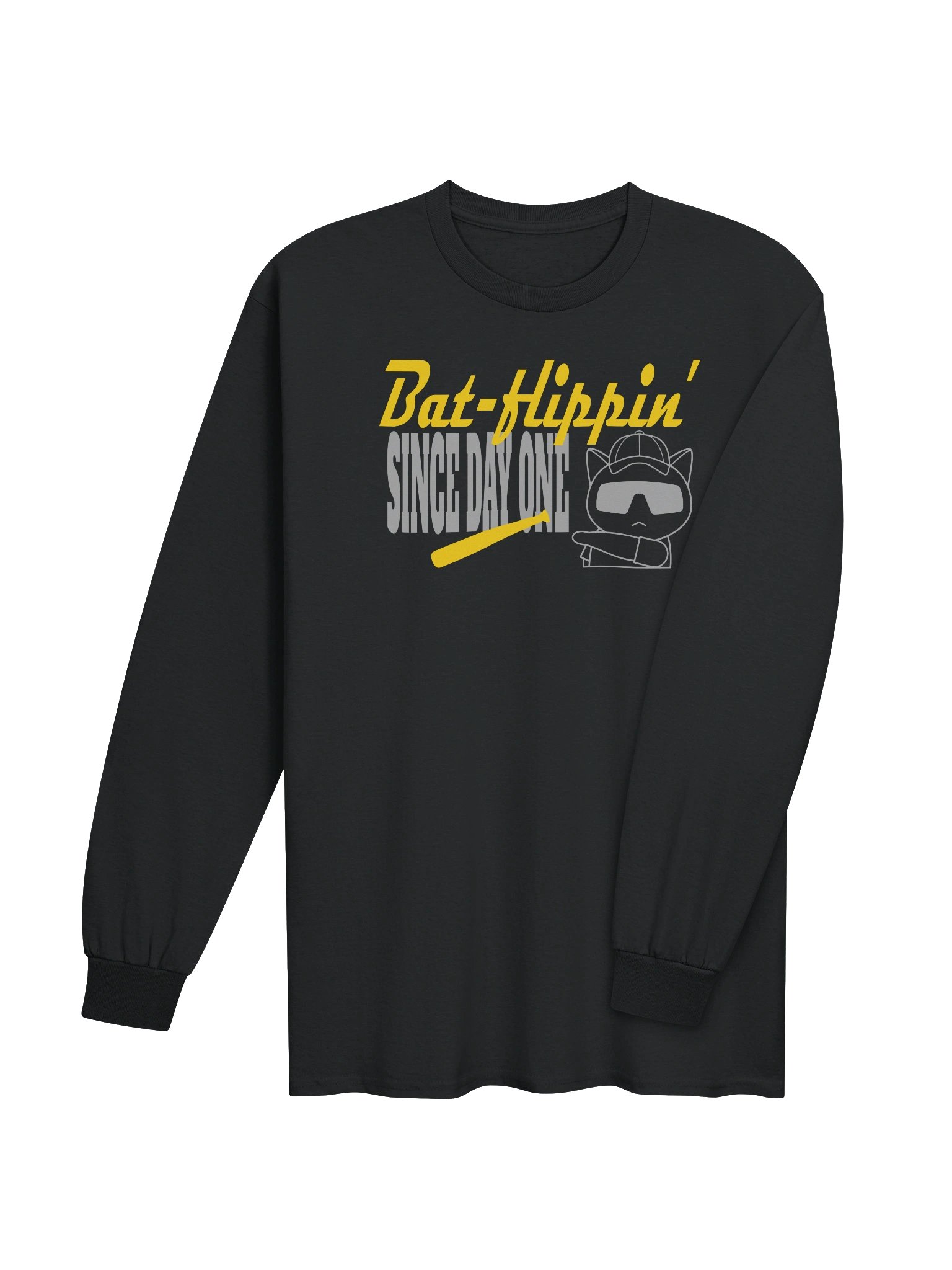 Baseball Cat (Bat-flippin' Since Day One) - Unisex Adult Long Sleeve T-shirt product image (3)