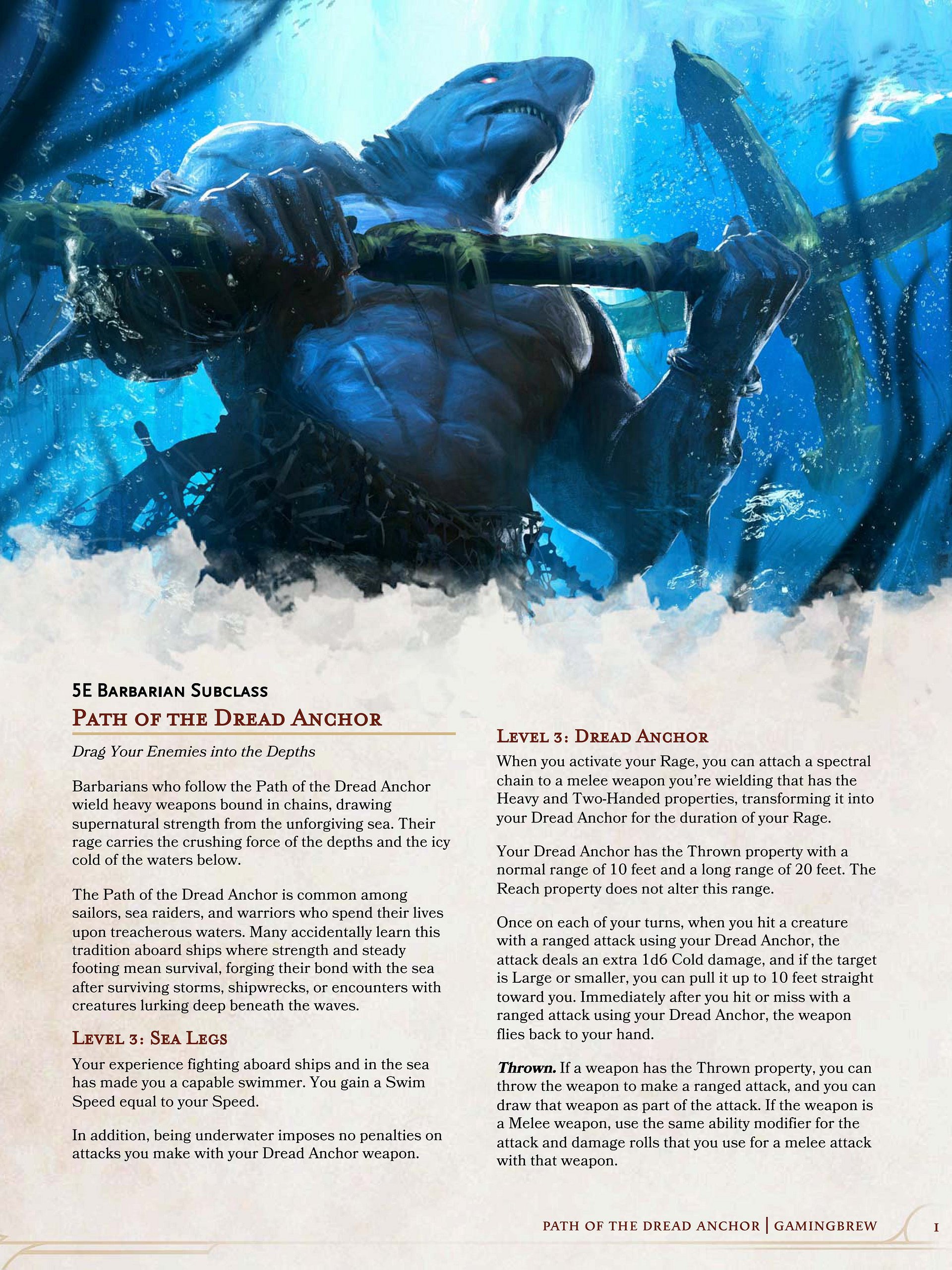 Path of the Dread Anchor | 5.5E Barbarian Subclass product image (2)
