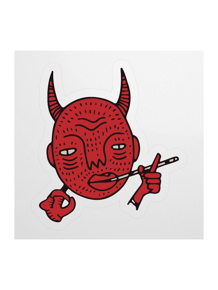 Horned Cartoon Red Face Kiss Cut Stickers product image (1)