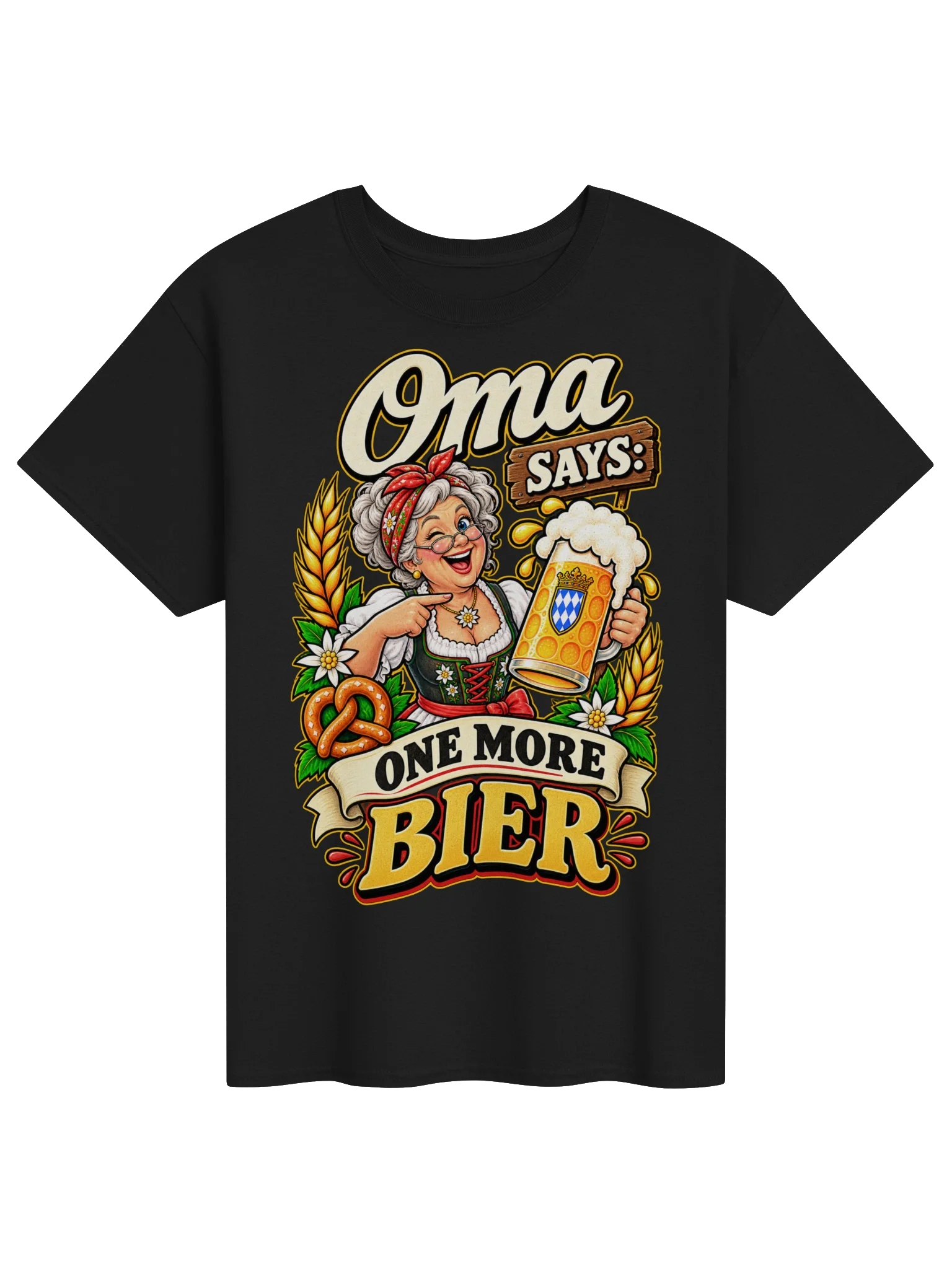 Oma Says One More Bier Funny Oktoberfest Vintage Tee