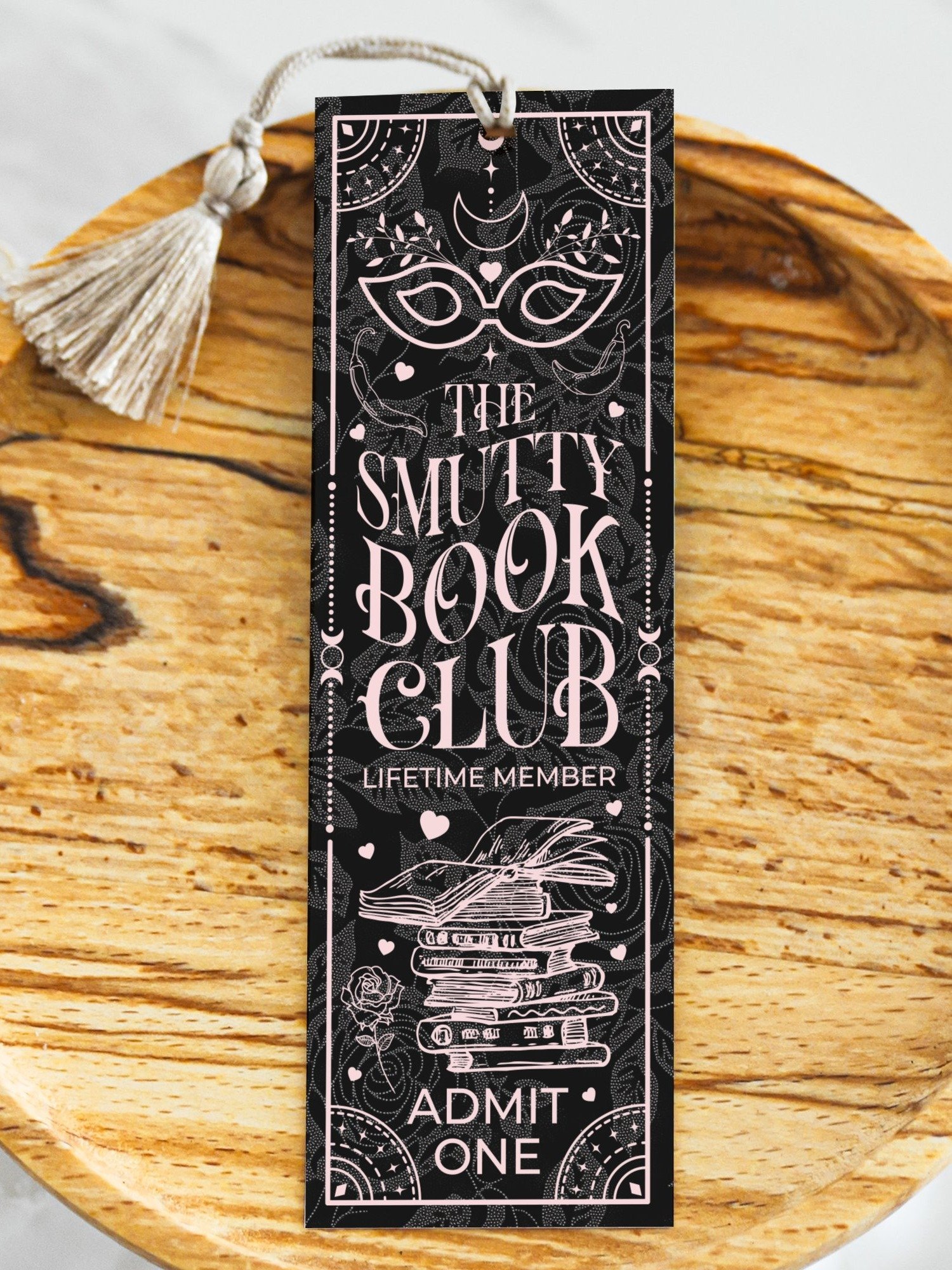 Smut Bookmark Dark Romance Book Club Boho Black Pink PNG, Printable Bookmarks, Bookish Merch, Digital Download, DIY Gift for Reader product image (5)