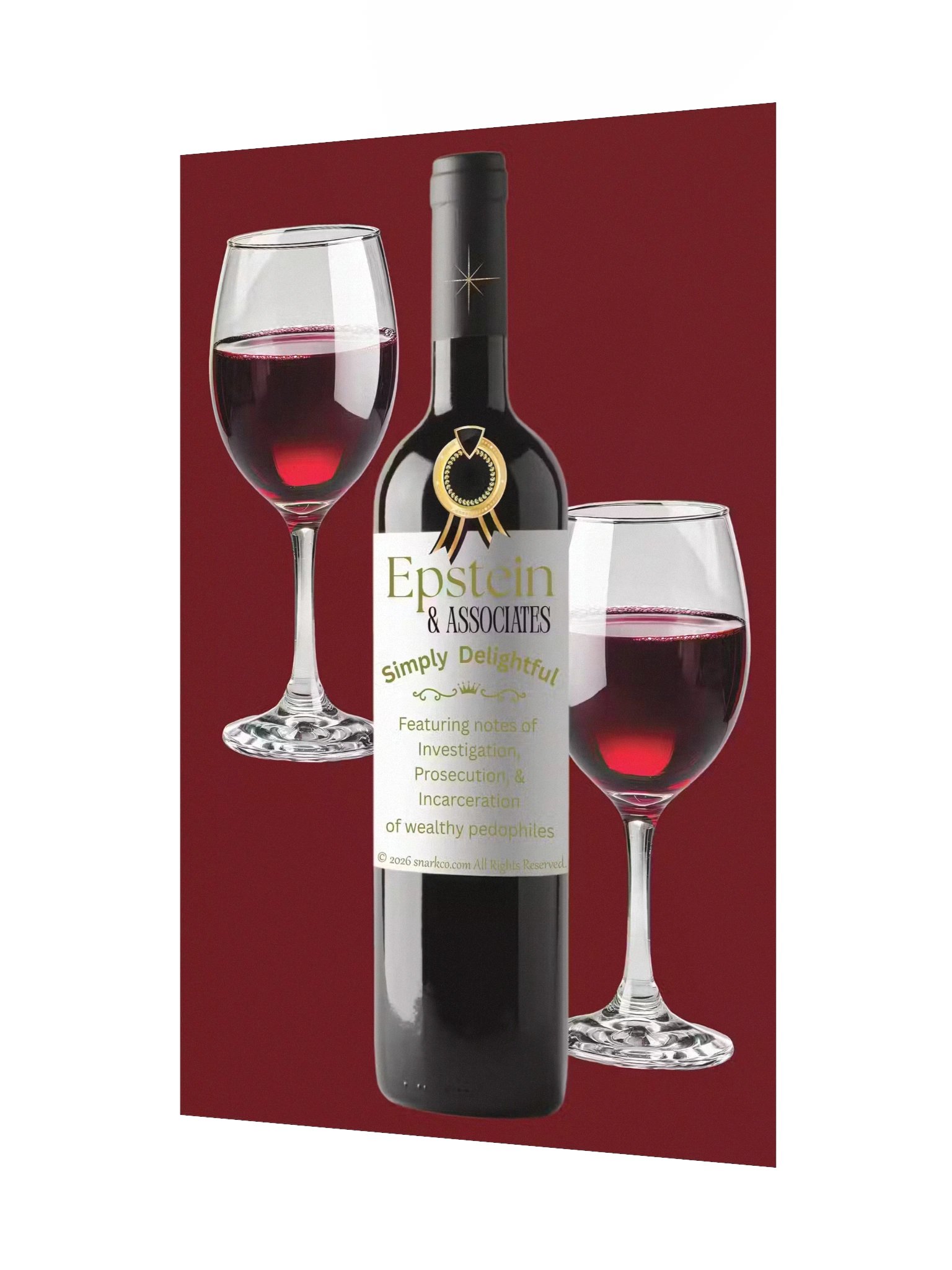 Red background "Epstein & Associates Simply Delightful" wine poster. product image (3)
