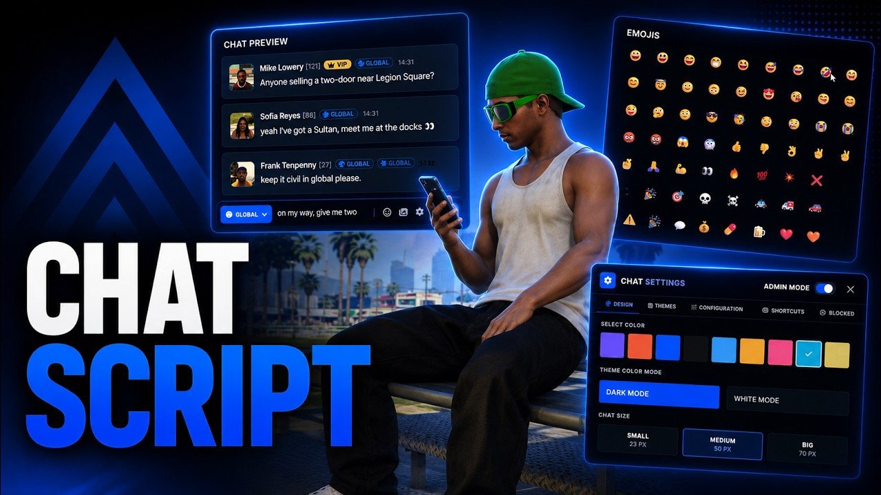 FiveM Chat Script 💬 Ultimate Chat Replacement | Mentions, +20 Themes, GIFs & MORE (ESX/QB/QBox) product image (1)