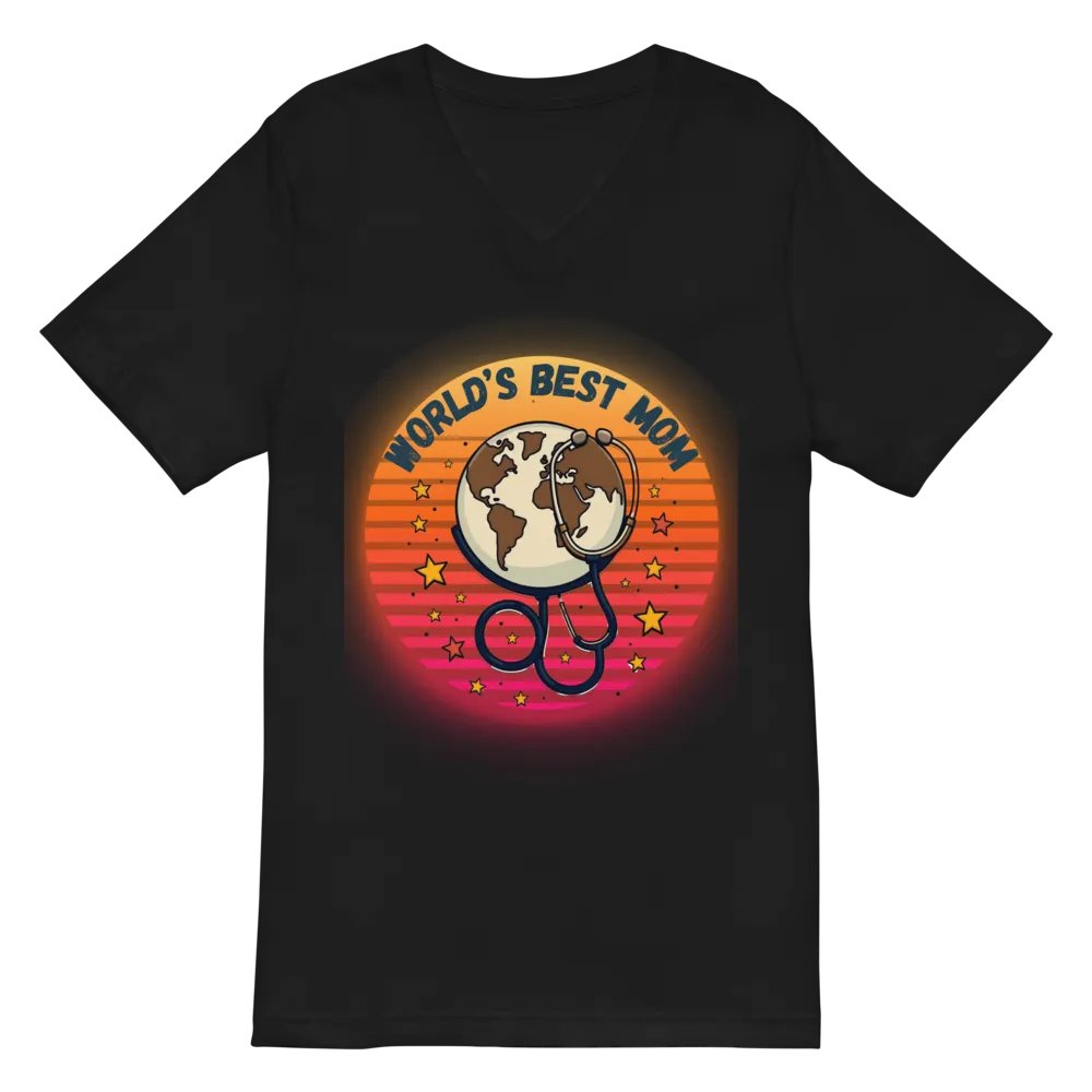 World's Best Mom Earth Stethoscope V-Neck Tee product image (3)