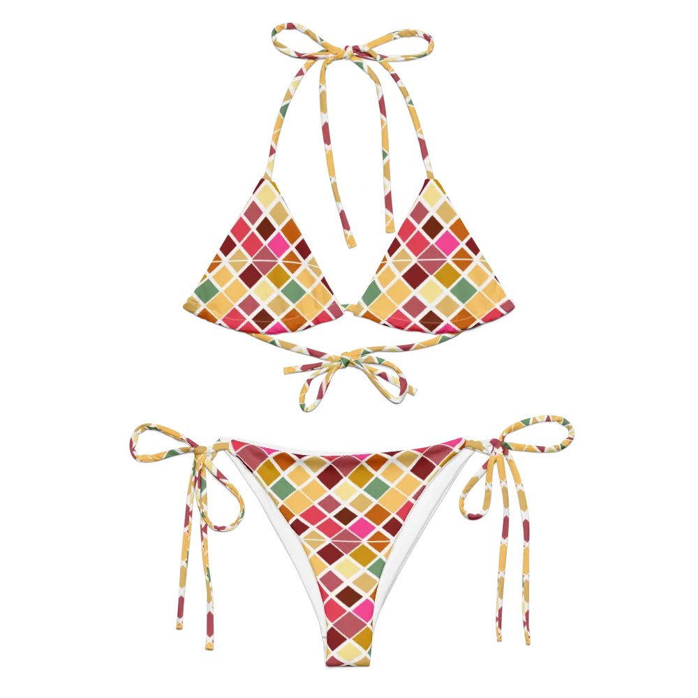 Colorful Square Pattern Design String Bikini - v5 product image (2)
