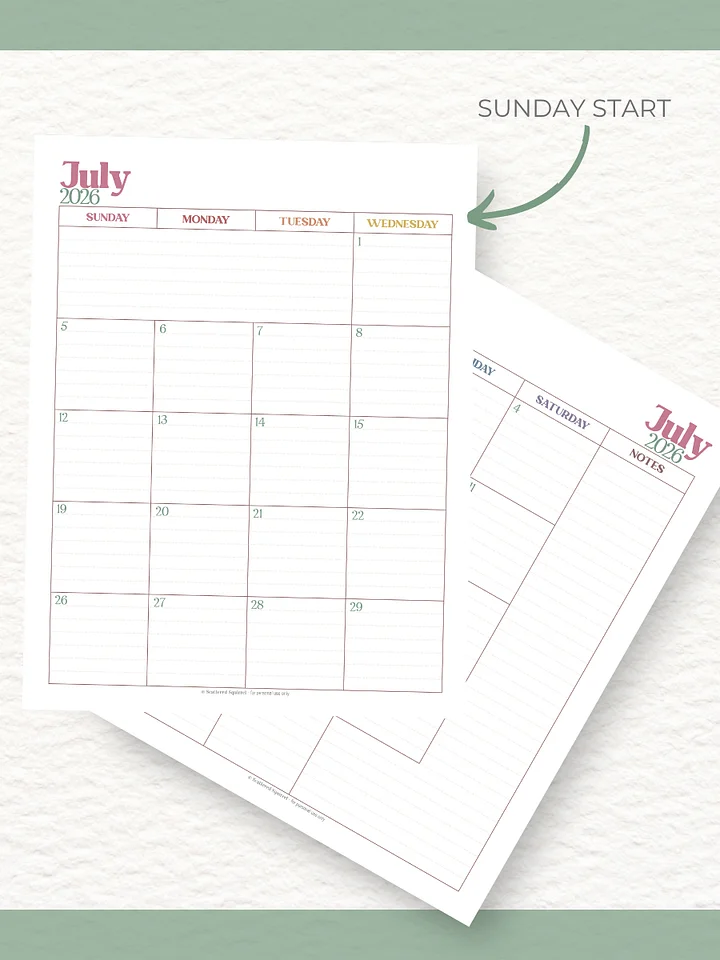 Summer Garden - 26-27 Calendar - 2 Pages per Month - Letter Size product image (2)
