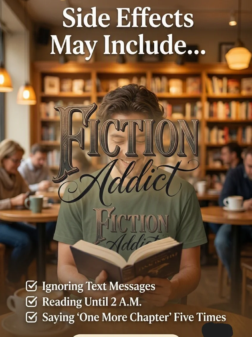 Fiction Addict Luxury Bookish Tee – Dark Academia & Fantasy Reader T-Shirt product image (6)