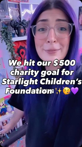 You are AMAZING! We hit the $500 goal that I set and now we’re on the stretch goals raising money for @starlightau 💜✨

Thank ...
