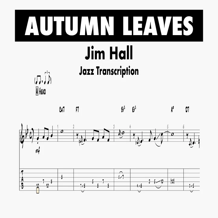 (Transcription PDF) Autumn Leaves - Jim Hall 1972, Alone Together product image (1)