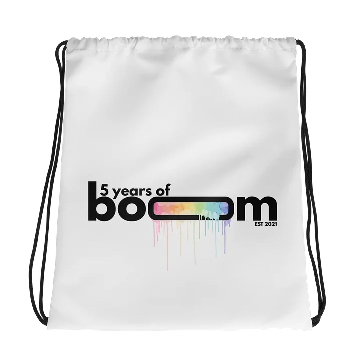 5 Years of BOOOOOOM - drawstring bag product image (1)