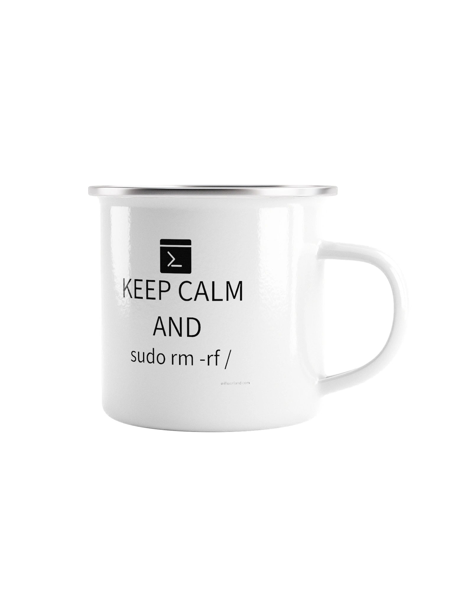 Keep Calm and sudo rm -rf / (Enamel Camp Mug) product image (1)