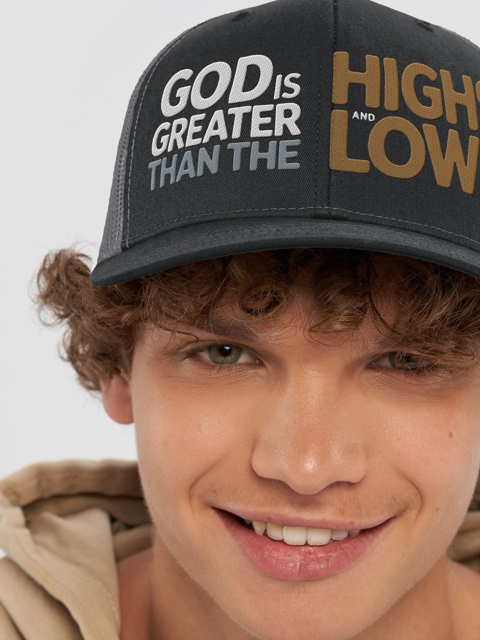 God is Greater Than The Highs and Lows Premium Trucker Hat Embroidered product image (55)