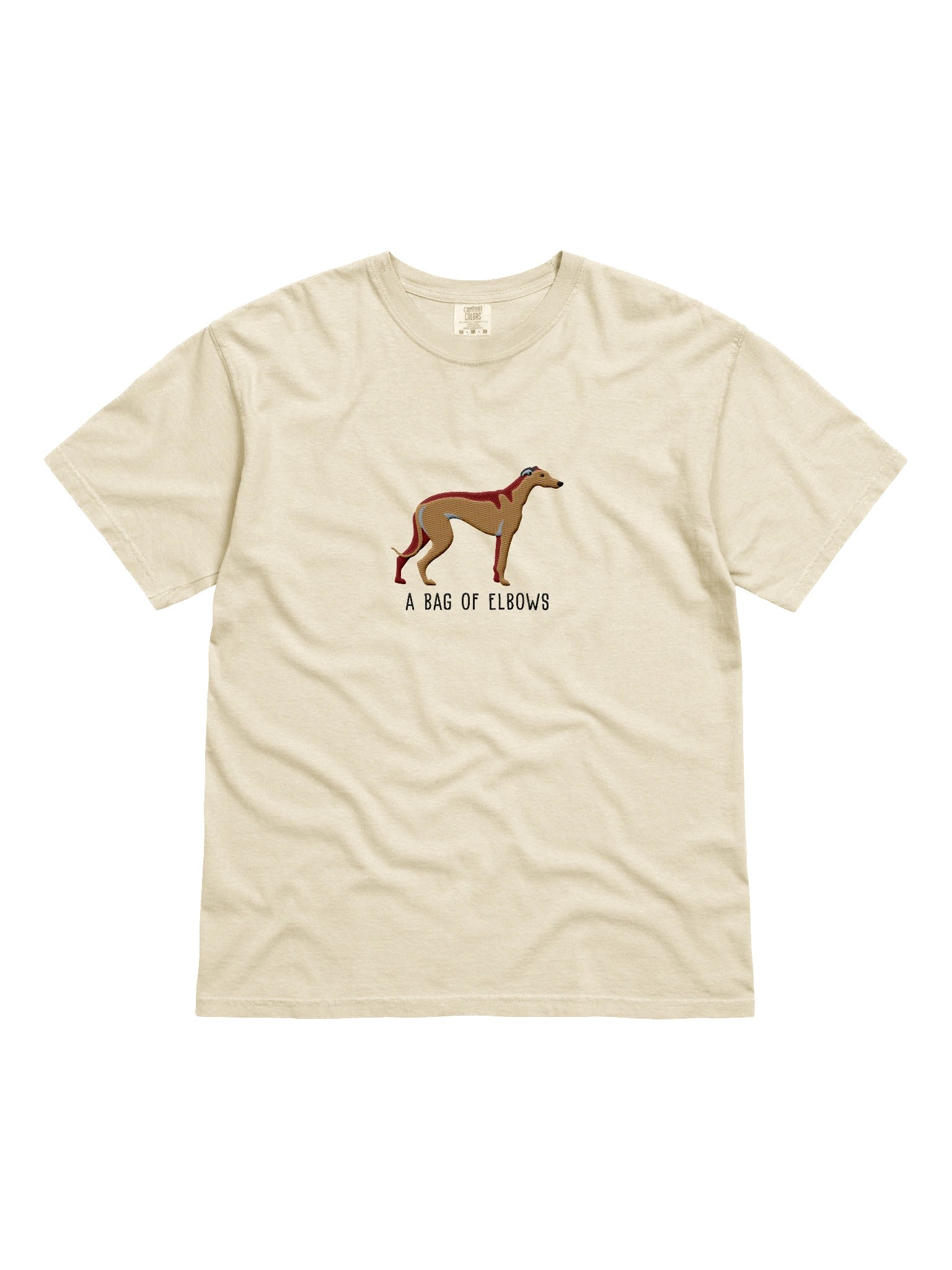 A Bag of Elbows T-Shirt(Embroidered) of a Greyhound(Tan) product image (4)