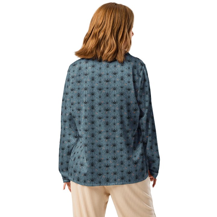 Spooky Spiders Halloween Pajama Shirt in Soft Indigo product image (2)