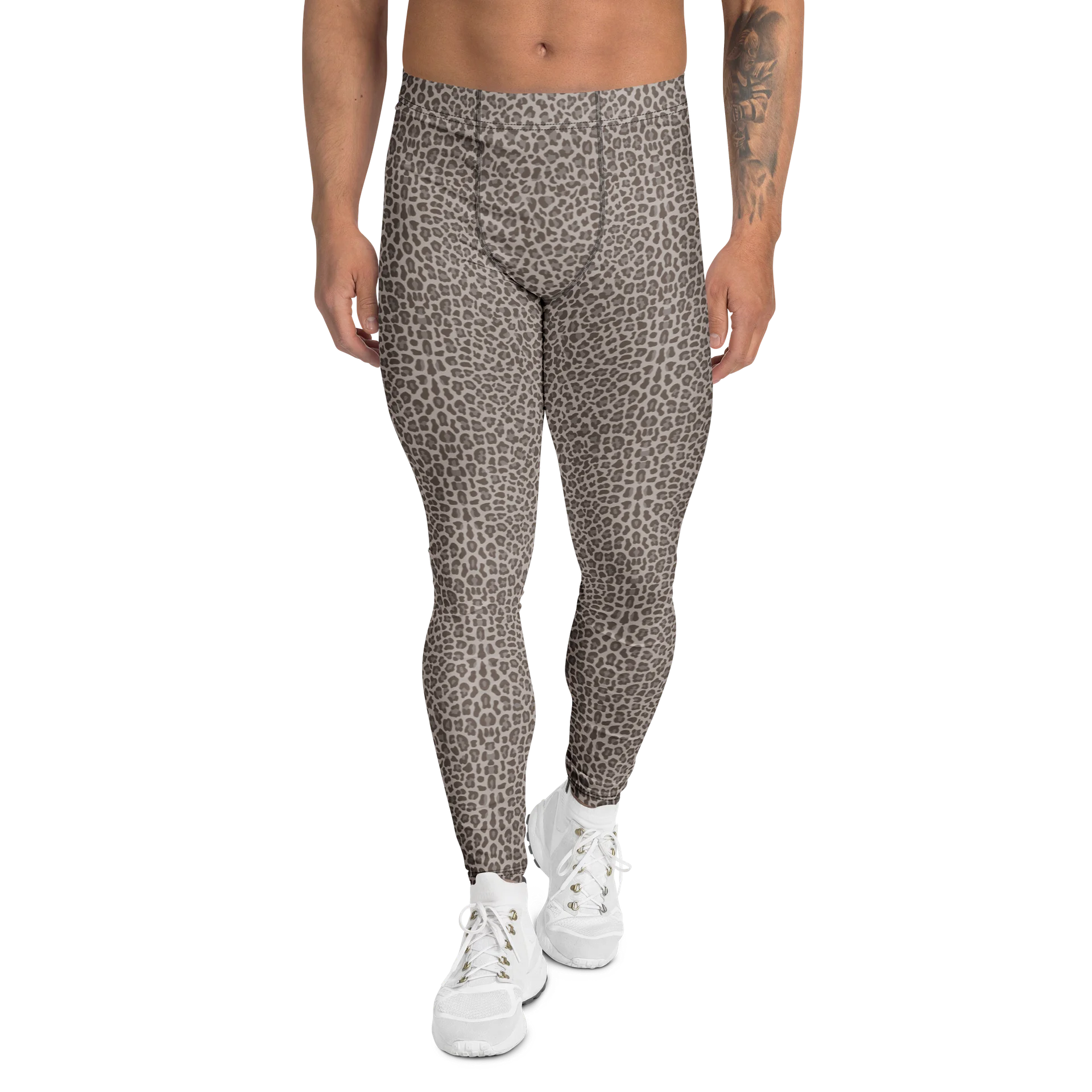 Athletic Men's Leggings Bold Brown Leopard Print product image (1)