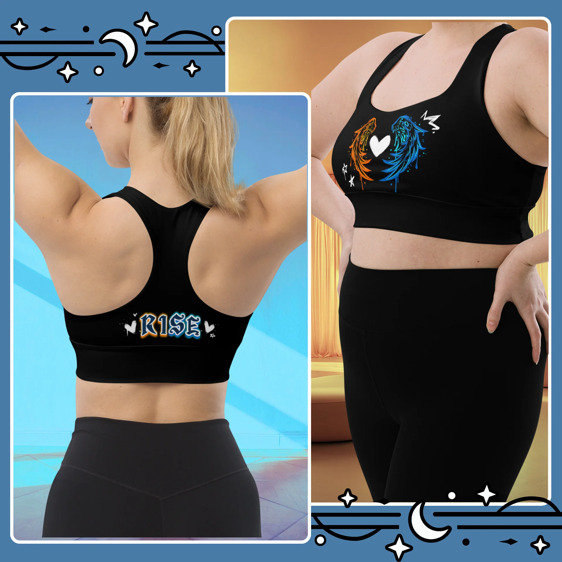 RISE Collection: Subtle Aroace Pride Phoenix Mild Compression Sports Bra product image (2)