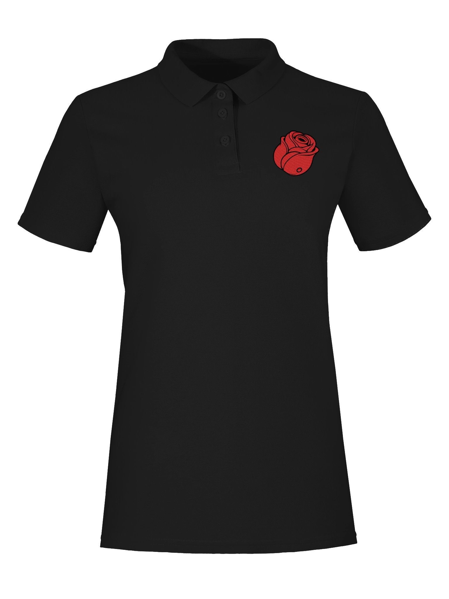 Rose Embroidery Women's Pique Polo Shirt product image (2)