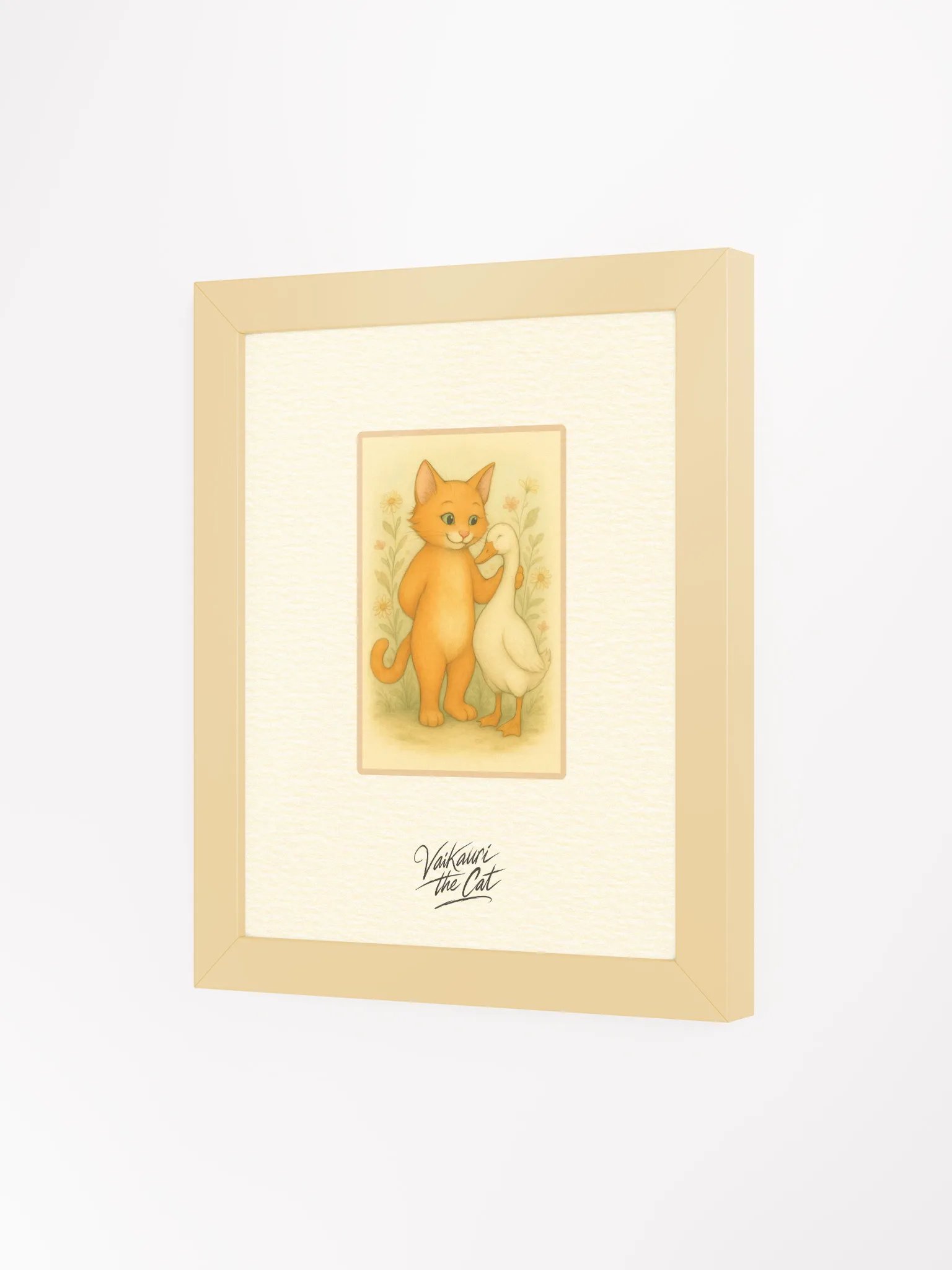 Vaikauri Cat Vibrant Ayous Wood Framed Matte Artprint product image (6)