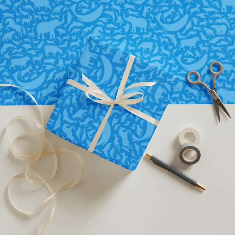 Wrapping paper sheets - Animal pattern blue product image (1)