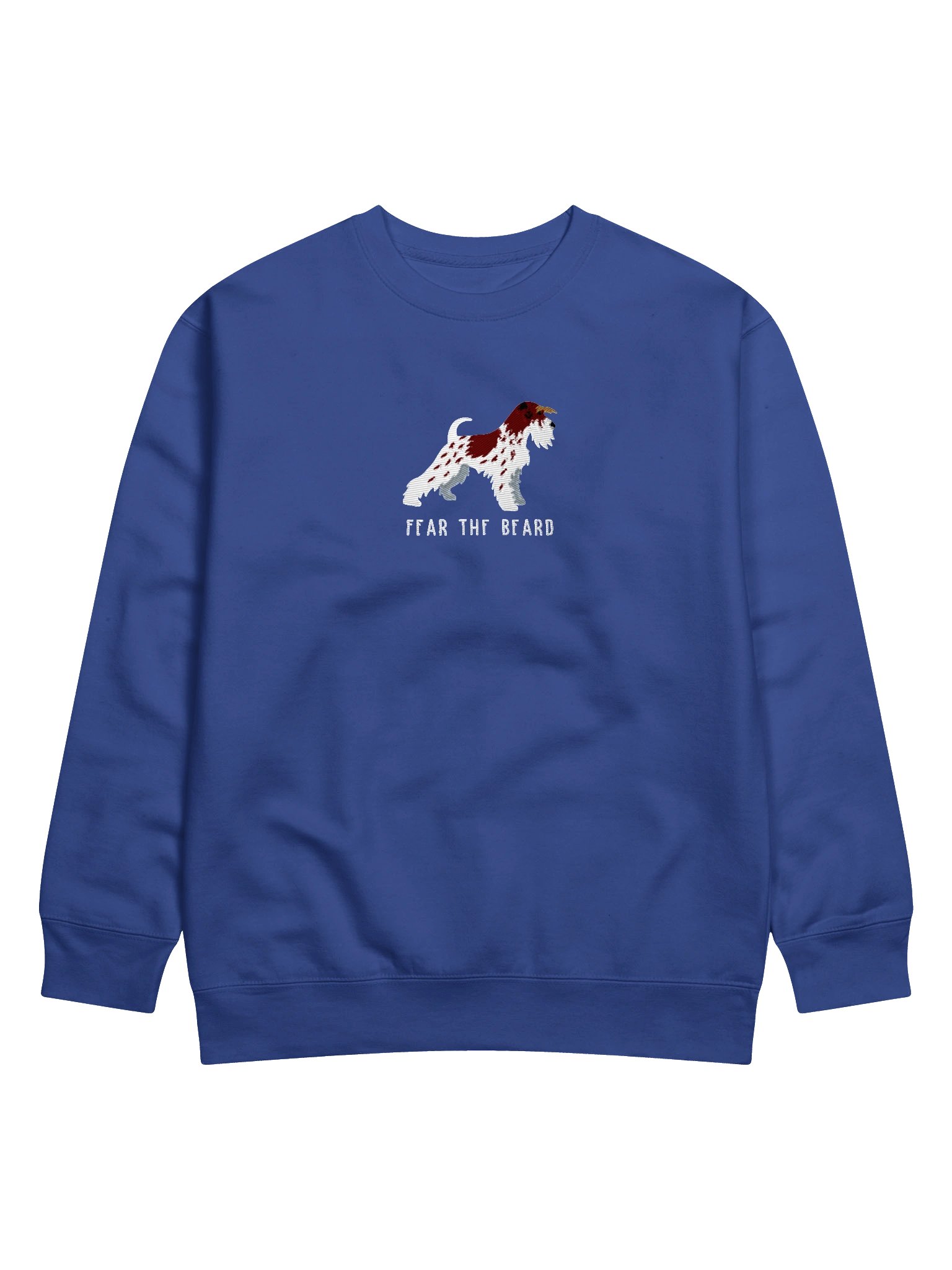 Fear the Beard Sweatshirt (Embroidered) of a Miniature Schnauzer(Parti Liver & White) product image (1)