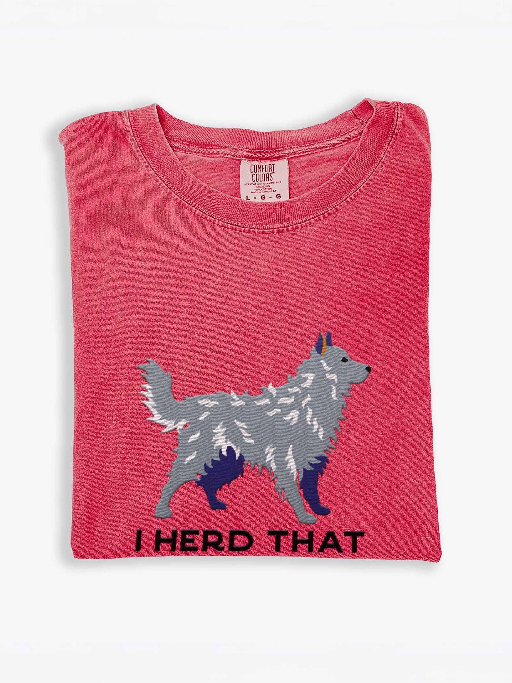 I Herd That T-Shirt(Embroidered) of a Hungarian Mudi(Gray) product image (1)