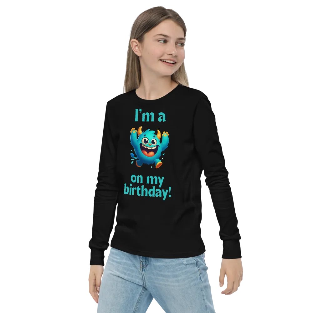 Cheerful Birthday Monster Youth Long Sleeve T-Shirt product image (3)