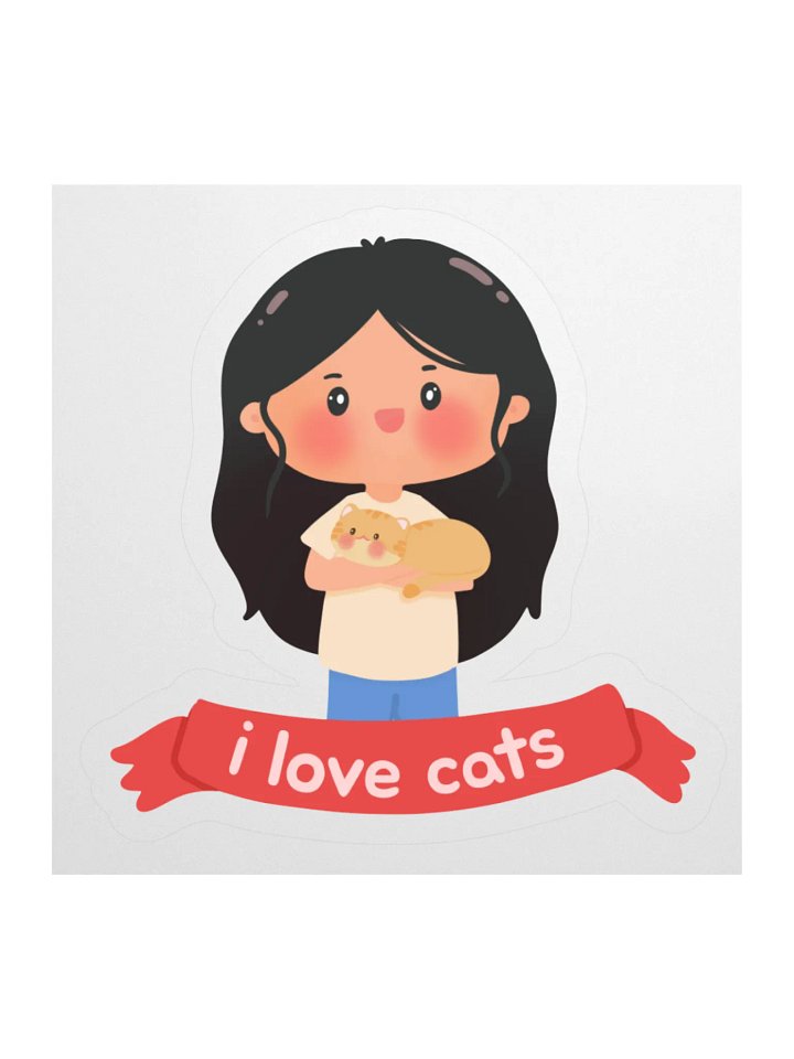 I love cats! Girl with Orange Cat Vinyl Sticker product image (2)