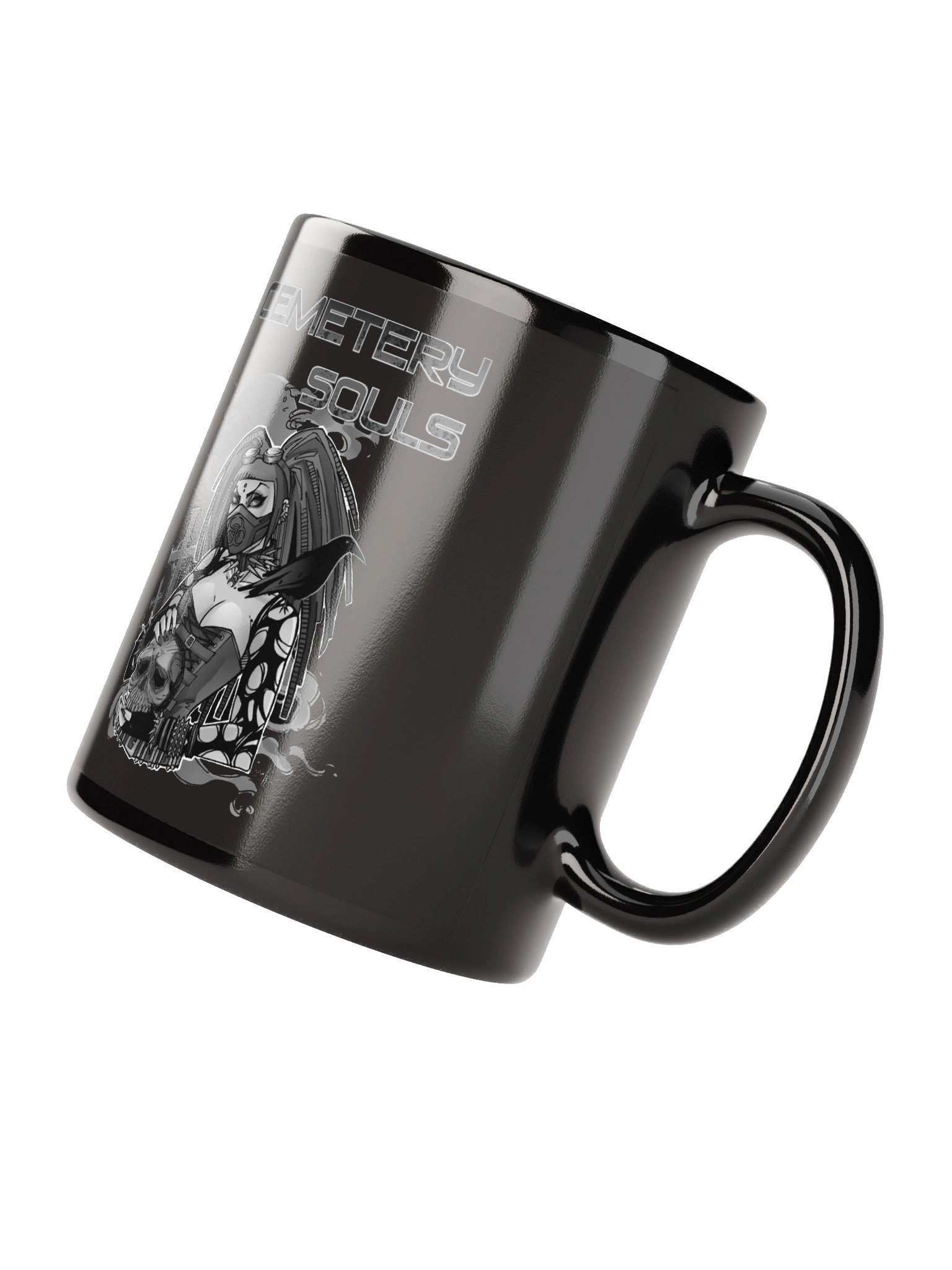 Cemetery Souls - CyberGoth Coffee Mug - Monochrome on black product image (4)