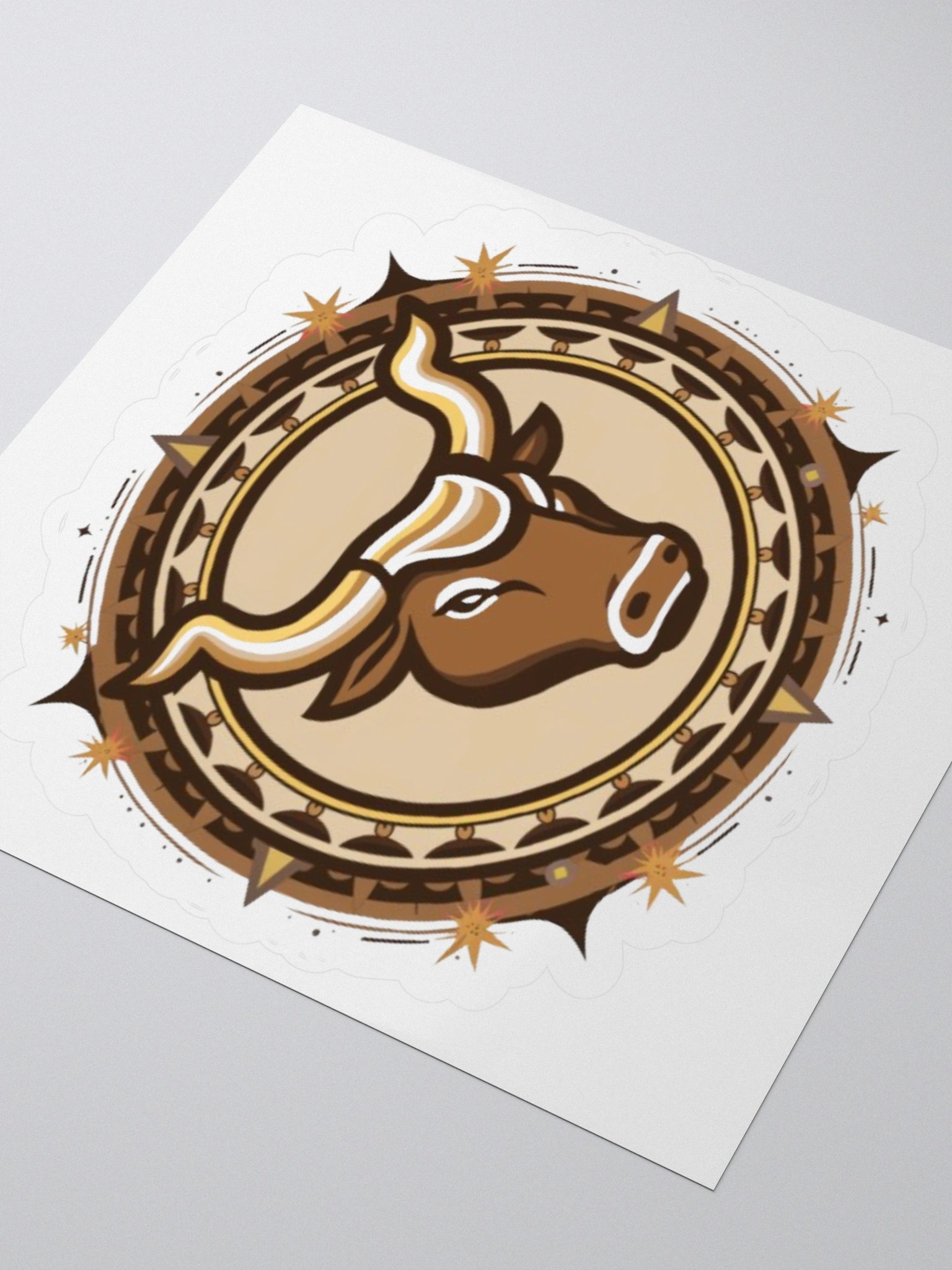 Taurus Zodiac Sticker - Bull with Celestial Border - Premium Vinyl product image (9)