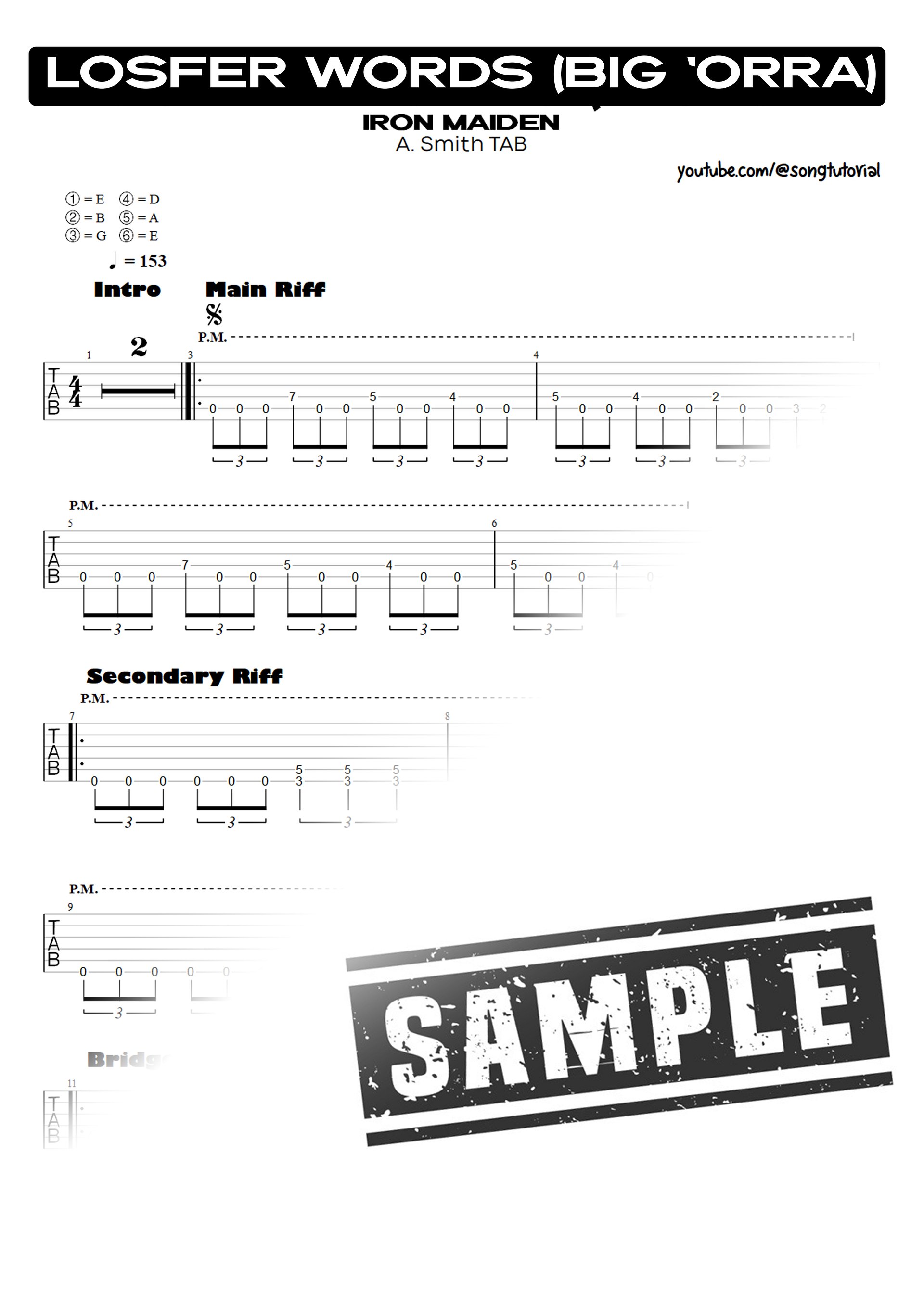 Losfer Words (Big 'Orra) PDF TAB + Backing Track MP3 product image (2)