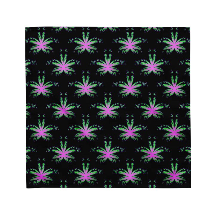 Black Pink Green Purple Pot Leaf Pattern Bandana, Cannabis Stoner 420 Fashion product image (2)