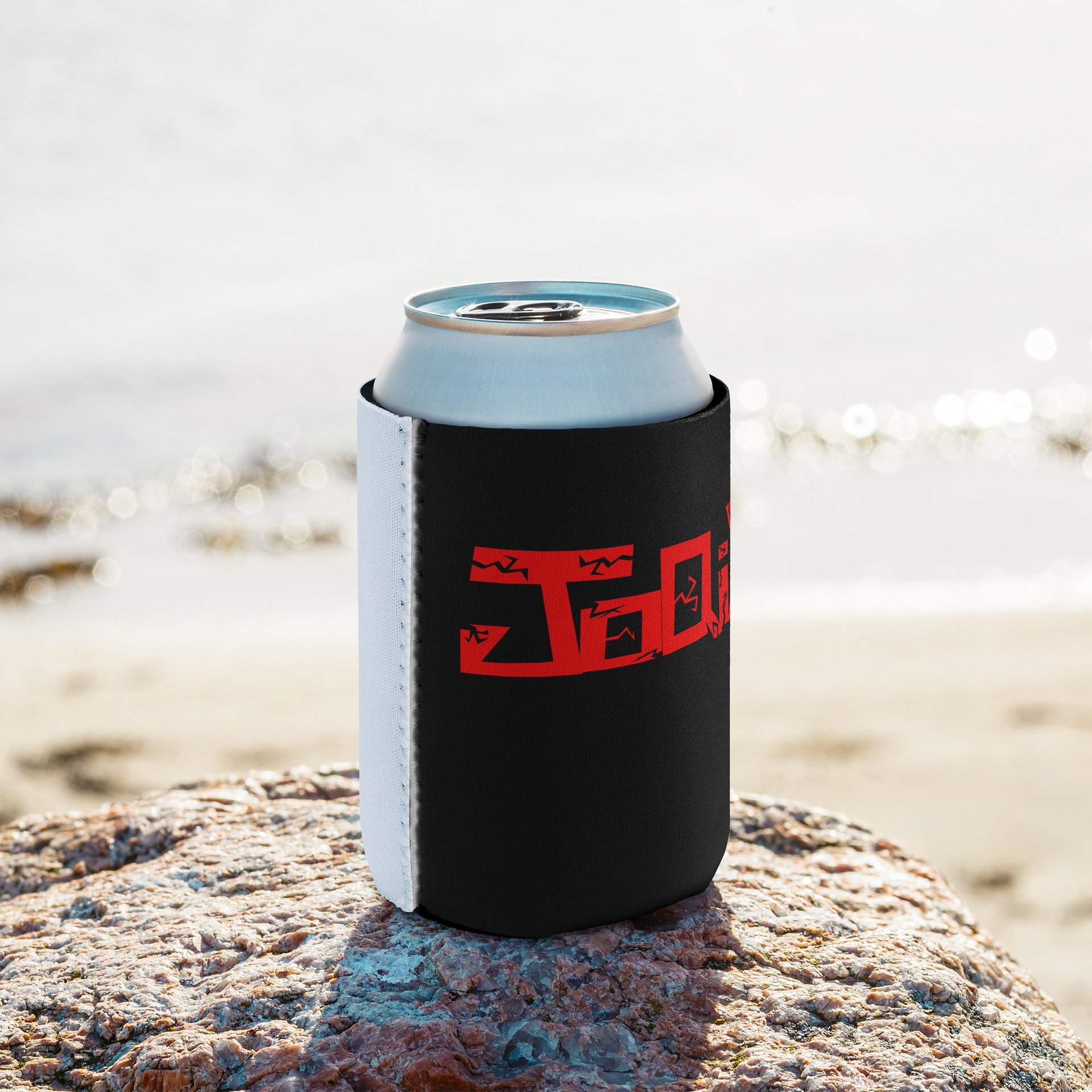 Cracked Red Text Can Cooler product image (9)