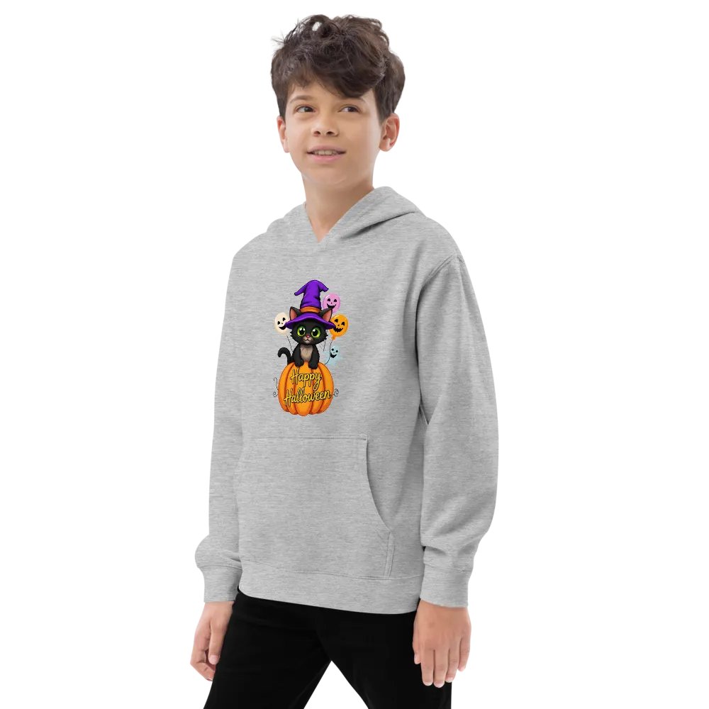 Witchy Sitting Pumpkin Cat Youth Pullover Fleece product image (26)