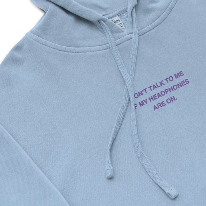 HEADPHONES ON (purple) embroidered pigment hoodie product image (1)