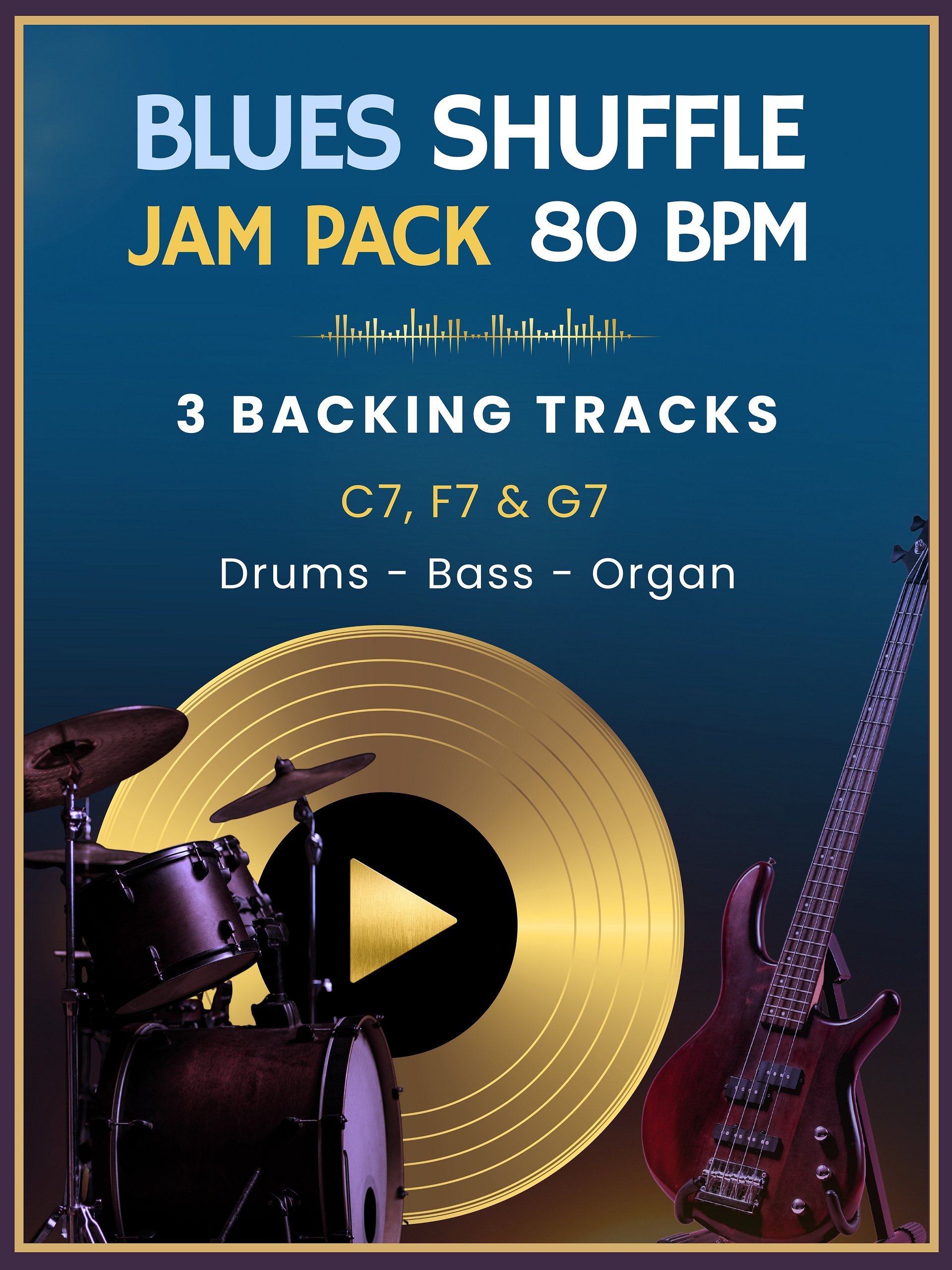 Slow Blues Shuffle Jam Pack - 80 BPM - Keys of C, F & G product image (1)