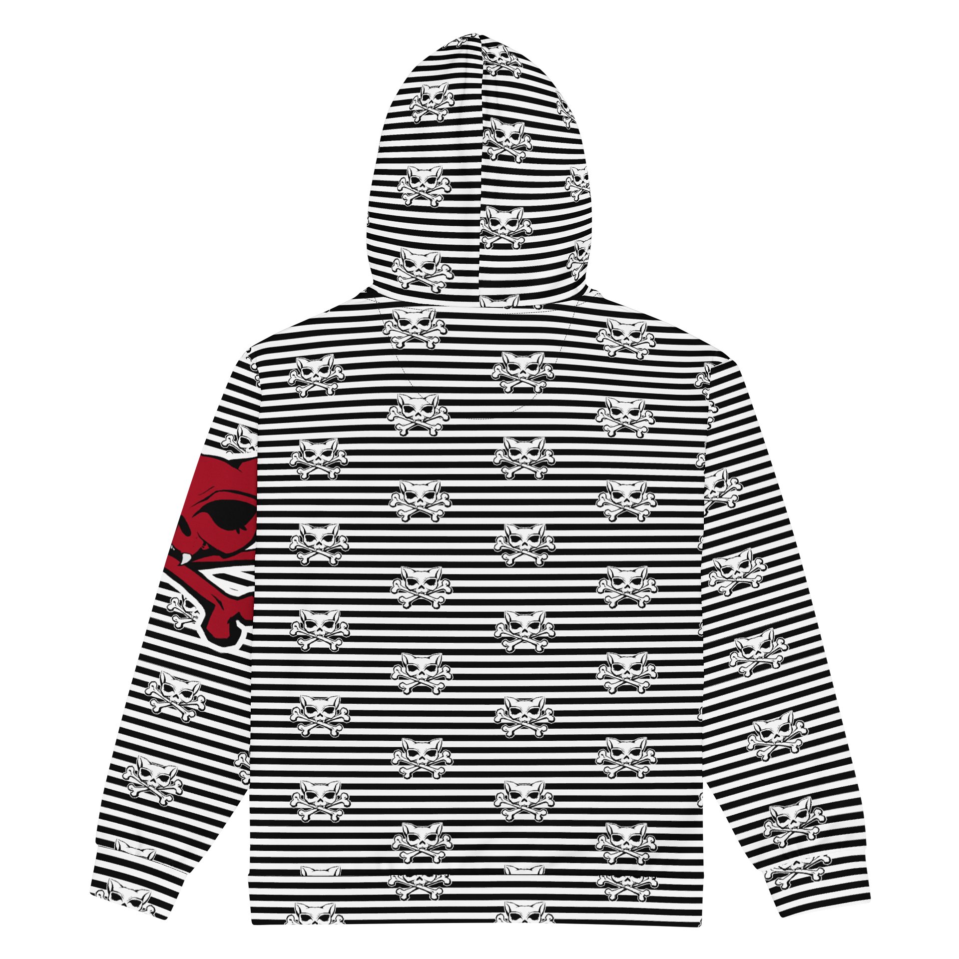 Blaque and White Kat Skull Remix Stripped Hoodie product image (2)