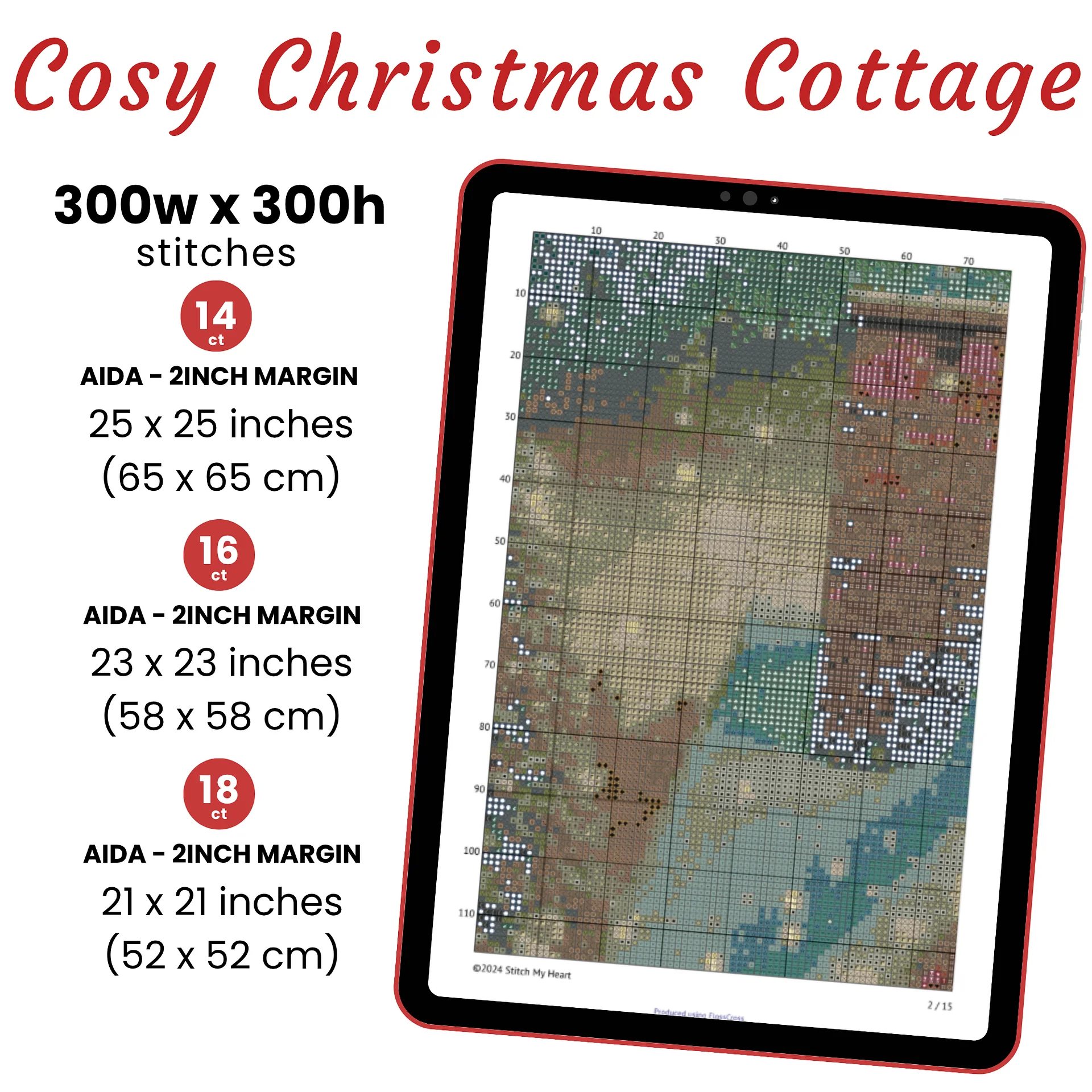 Cozy Christmas Cottage Cross Stitch Pattern product image (2)