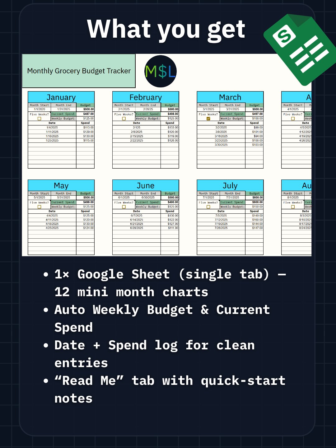 Monthly Grocery Budget Tracker (Free) product image (3)