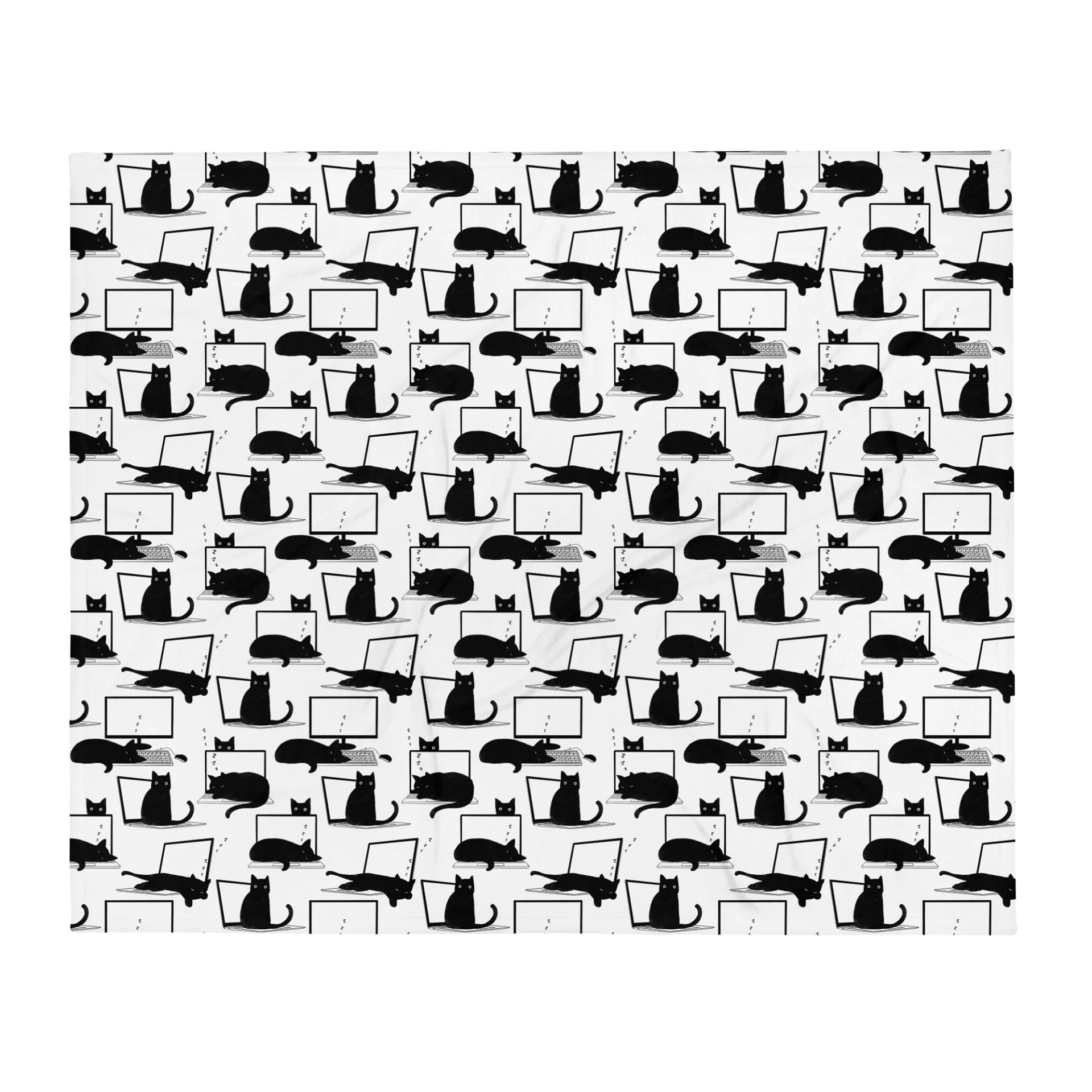 Cats on Laptops Pattern Throw Blanket product image (1)