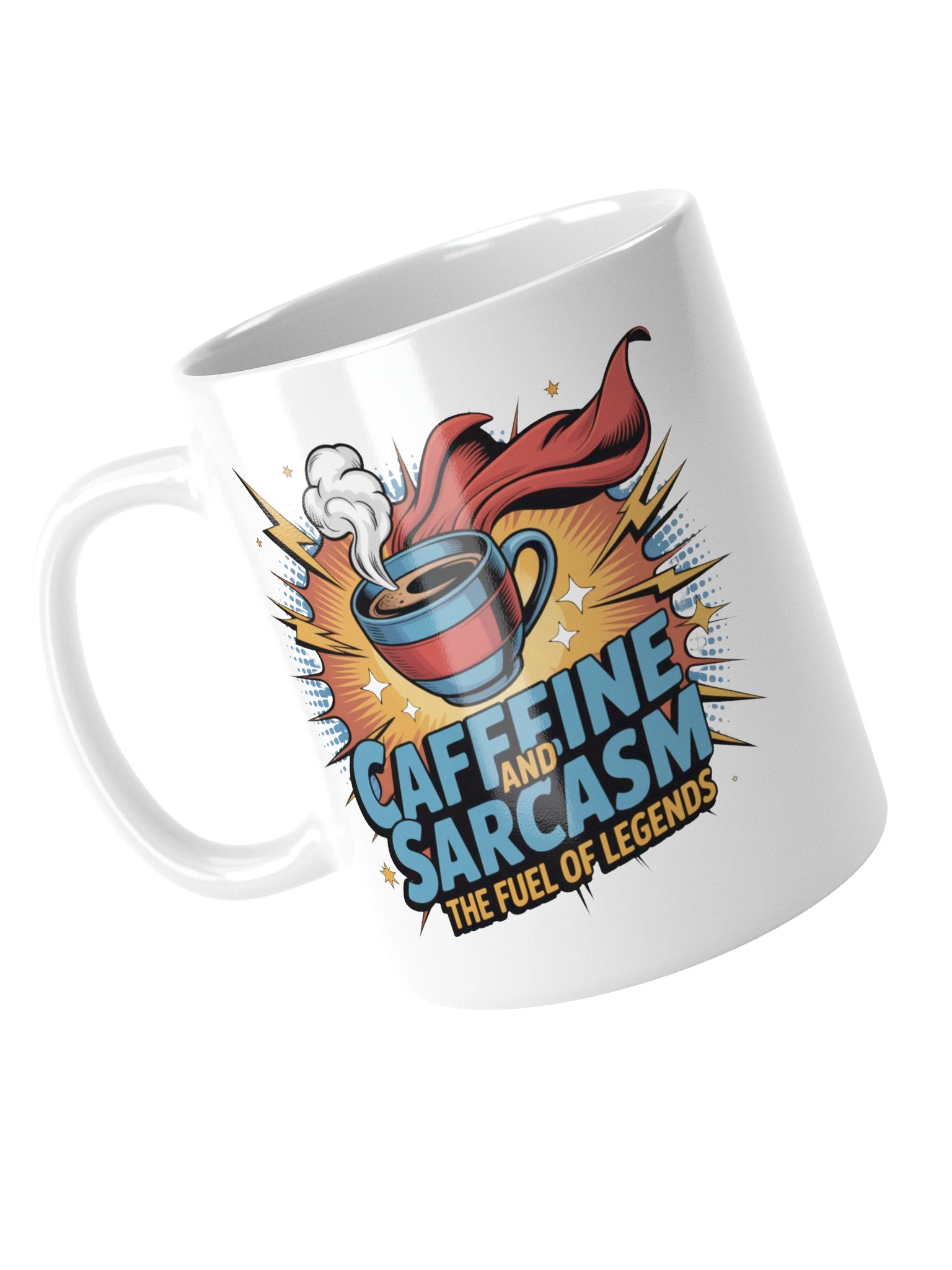 Caffeine and Sarcasm Funny Coffee Mug – Superhero Energy product image (5)