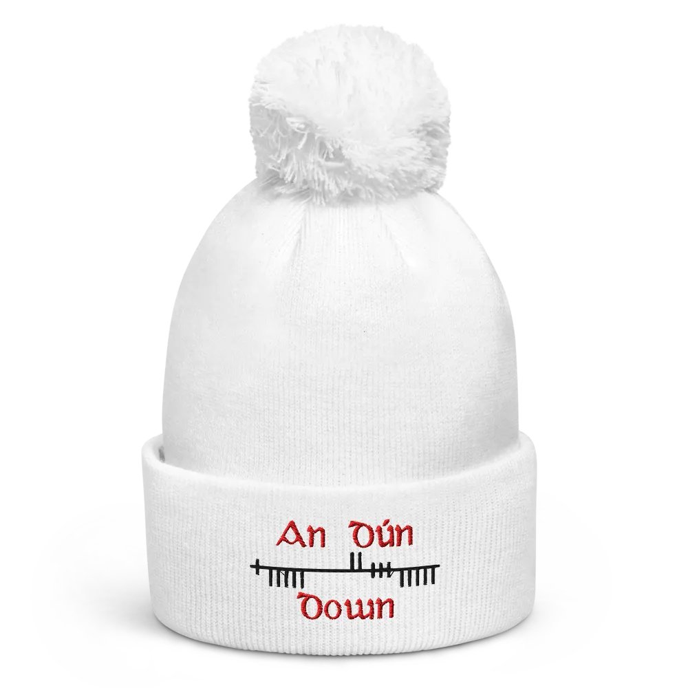 Down/An Dún, Orthodox style Ogham embroidered Pom-Pom Beanie product image (1)