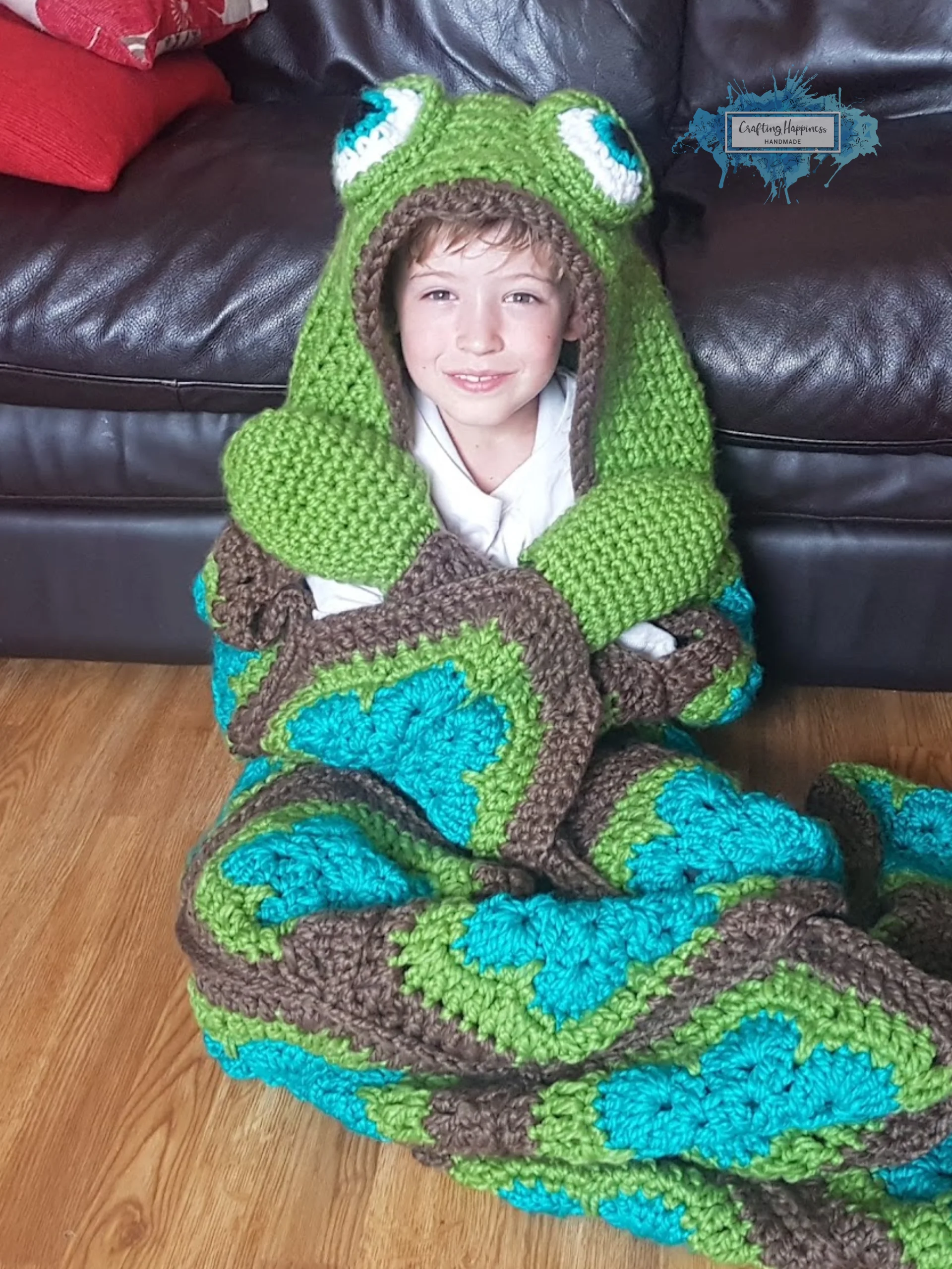 Sea Turtle Hooded Blanket Crochet Pattern - Adult & Child Sizes (PDF Pattern) product image (1)