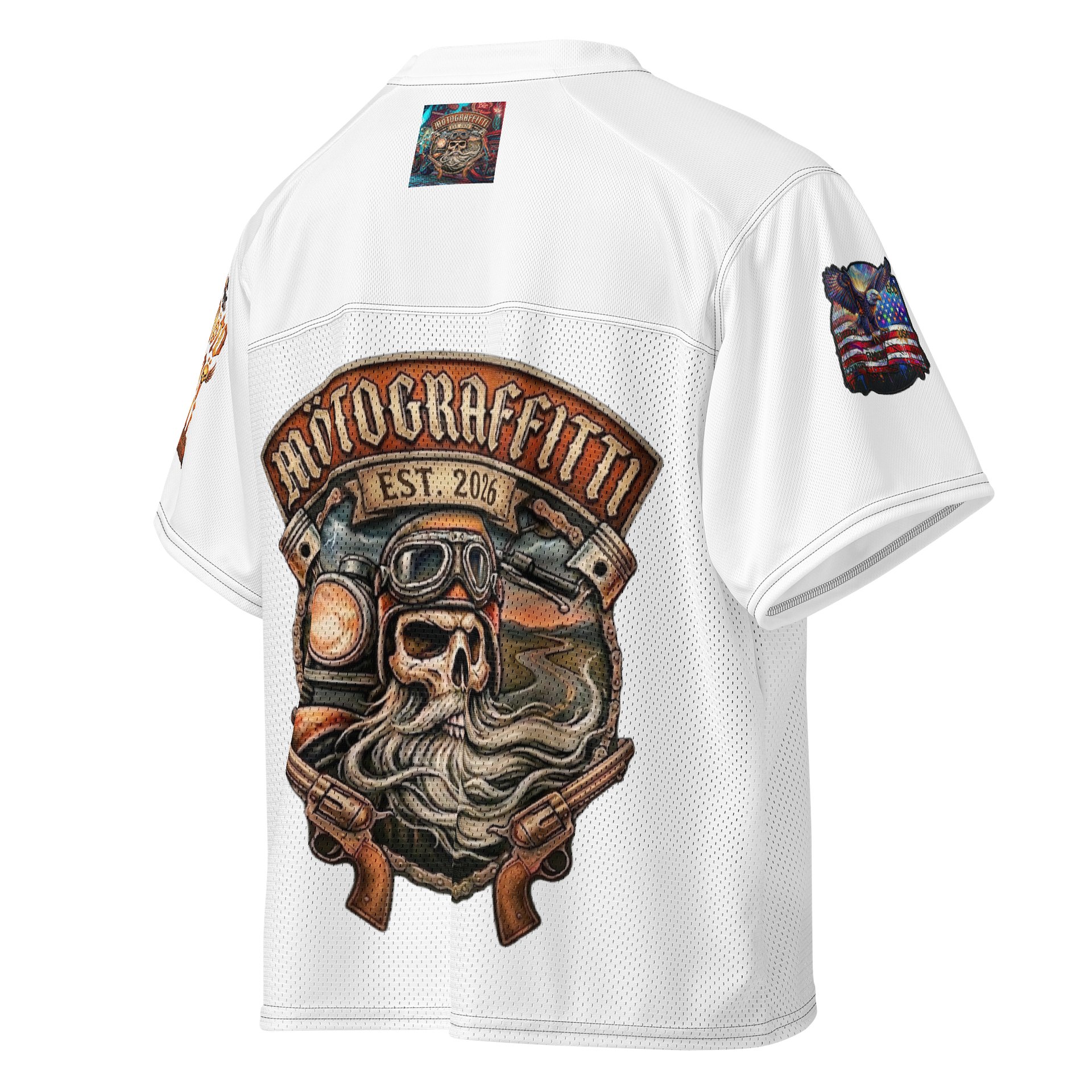 MötoGraffitti MotoMan White Football Jersey product image (4)