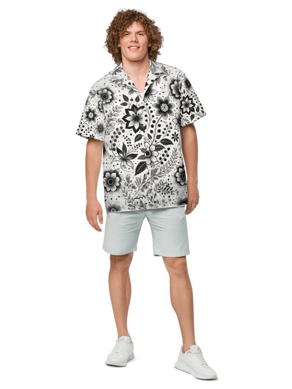 Monochrome Floral Hawaiian Shirt product image (1)
