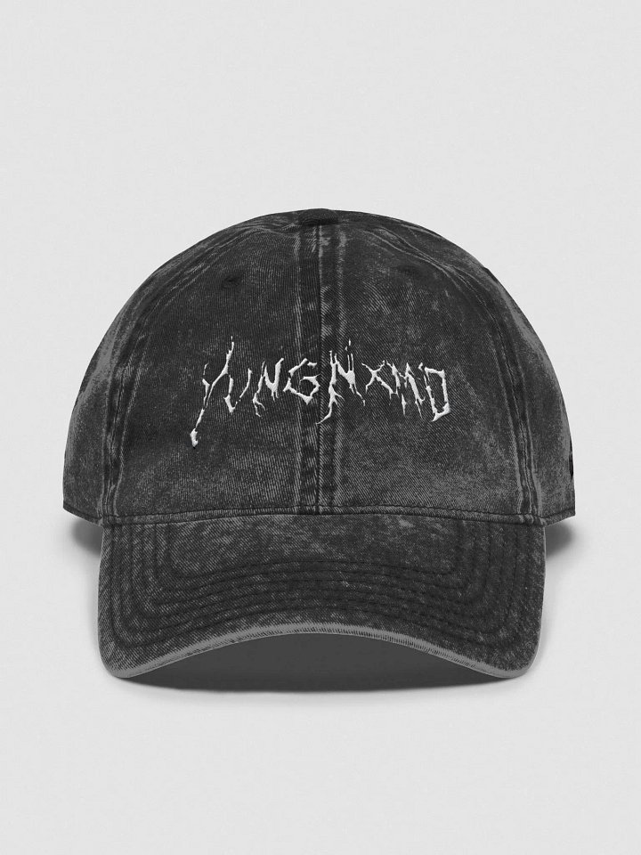 YvngNxmd White Script Logo Acid Wash Cap product image (1)