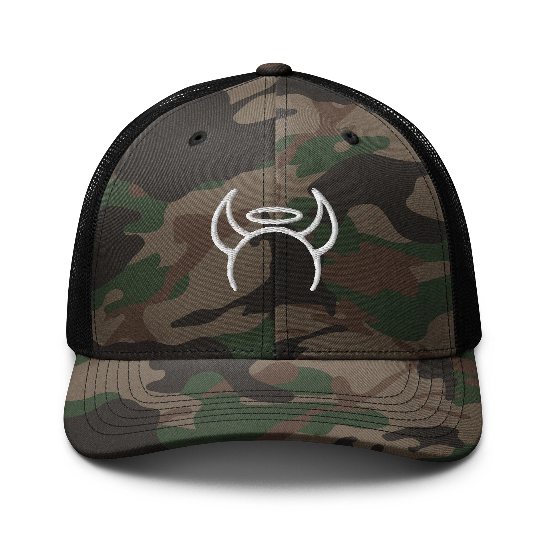 Booty Demon Horns & Halo Men's Camo Embroidered Trucker Hat product image (1)